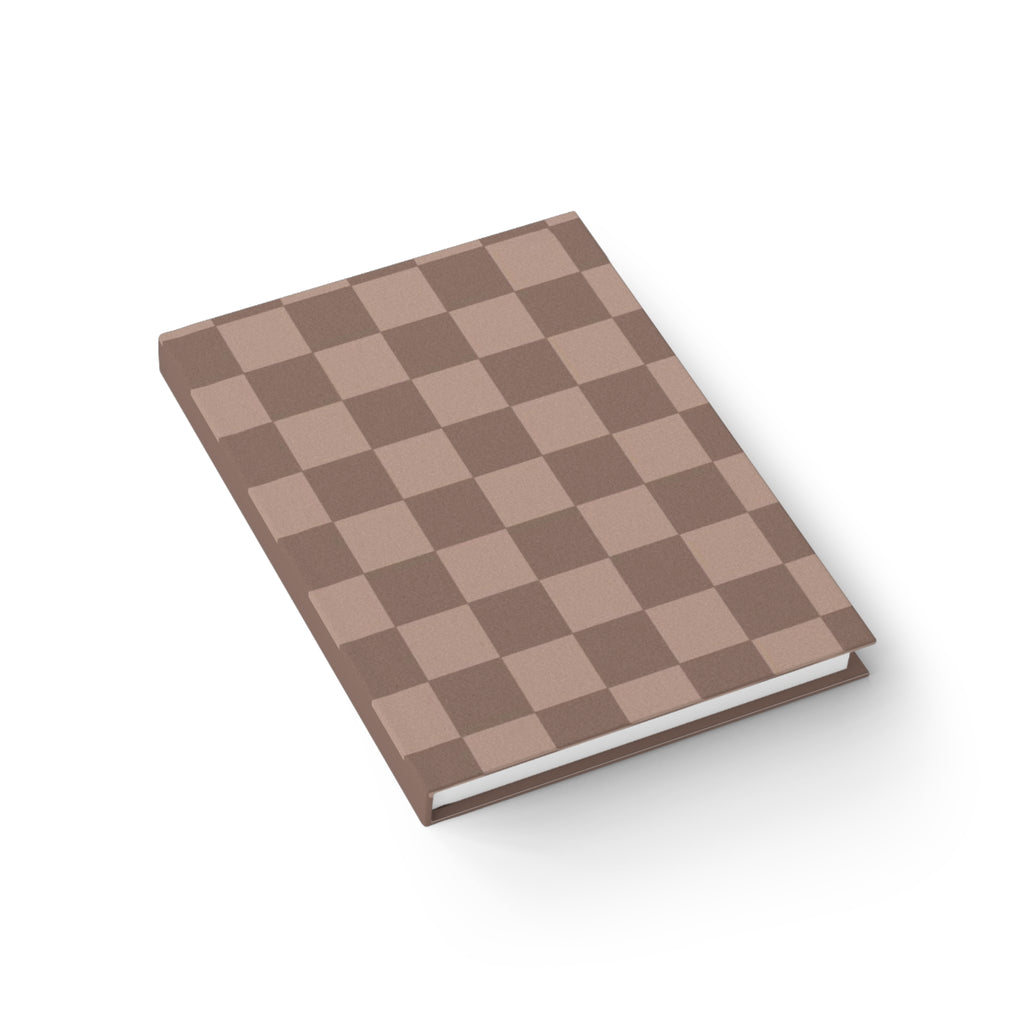 Brown Checker Hardcover Journal — Ruled Lined Notebook for Daily Notes & Planning