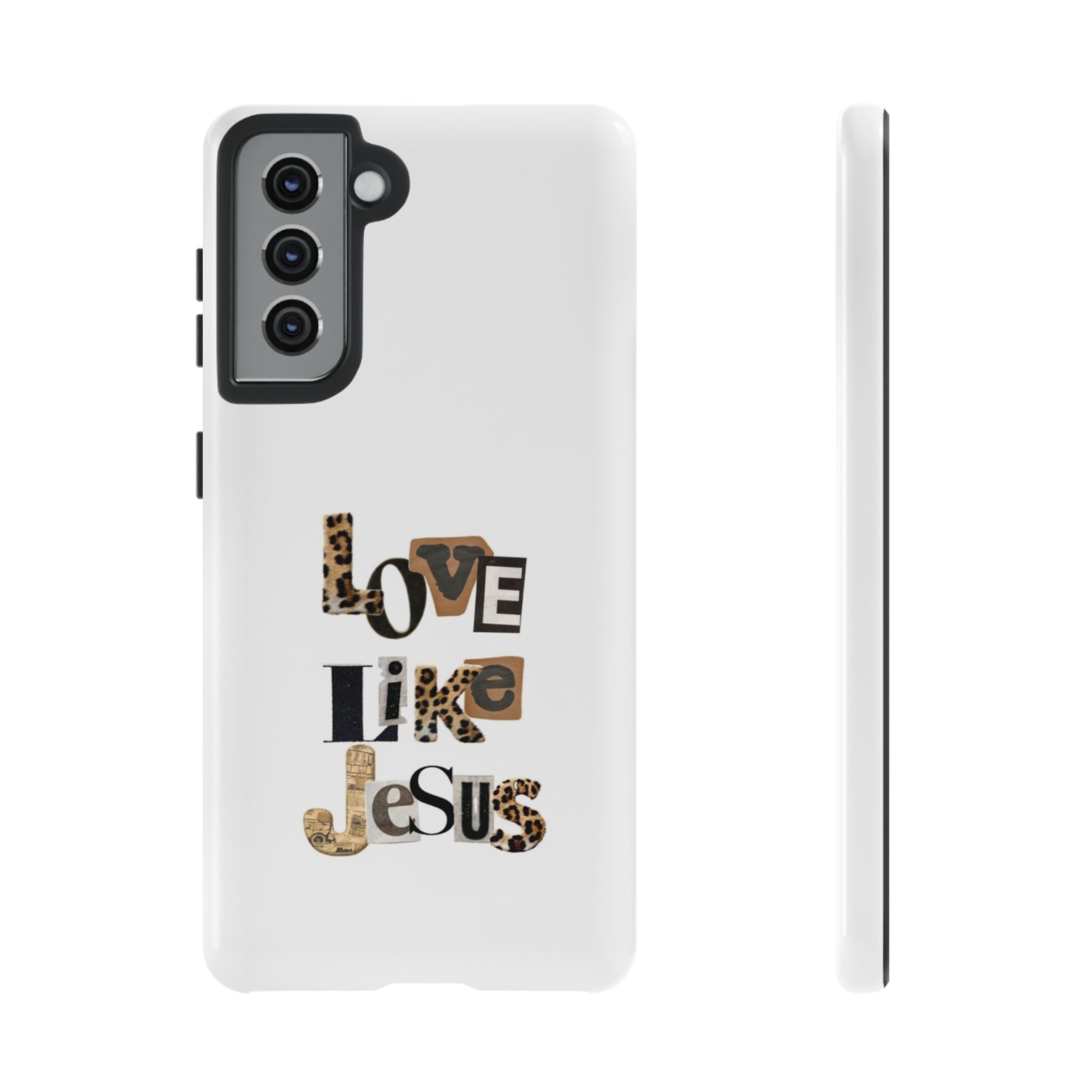 "Love Like Jesus" Leopard Print Christian Tough Phone Case
