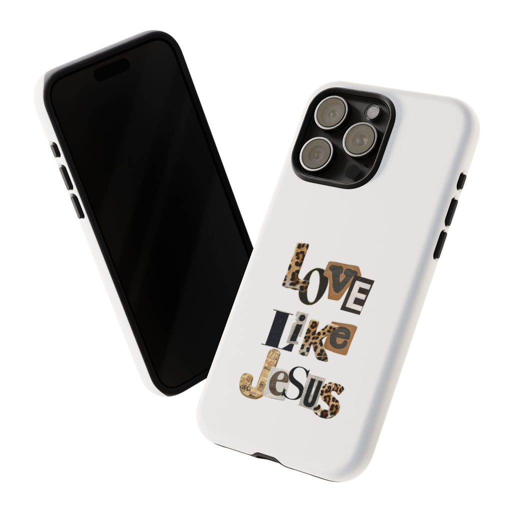 "Love Like Jesus" Leopard Print Christian Tough Phone Case
