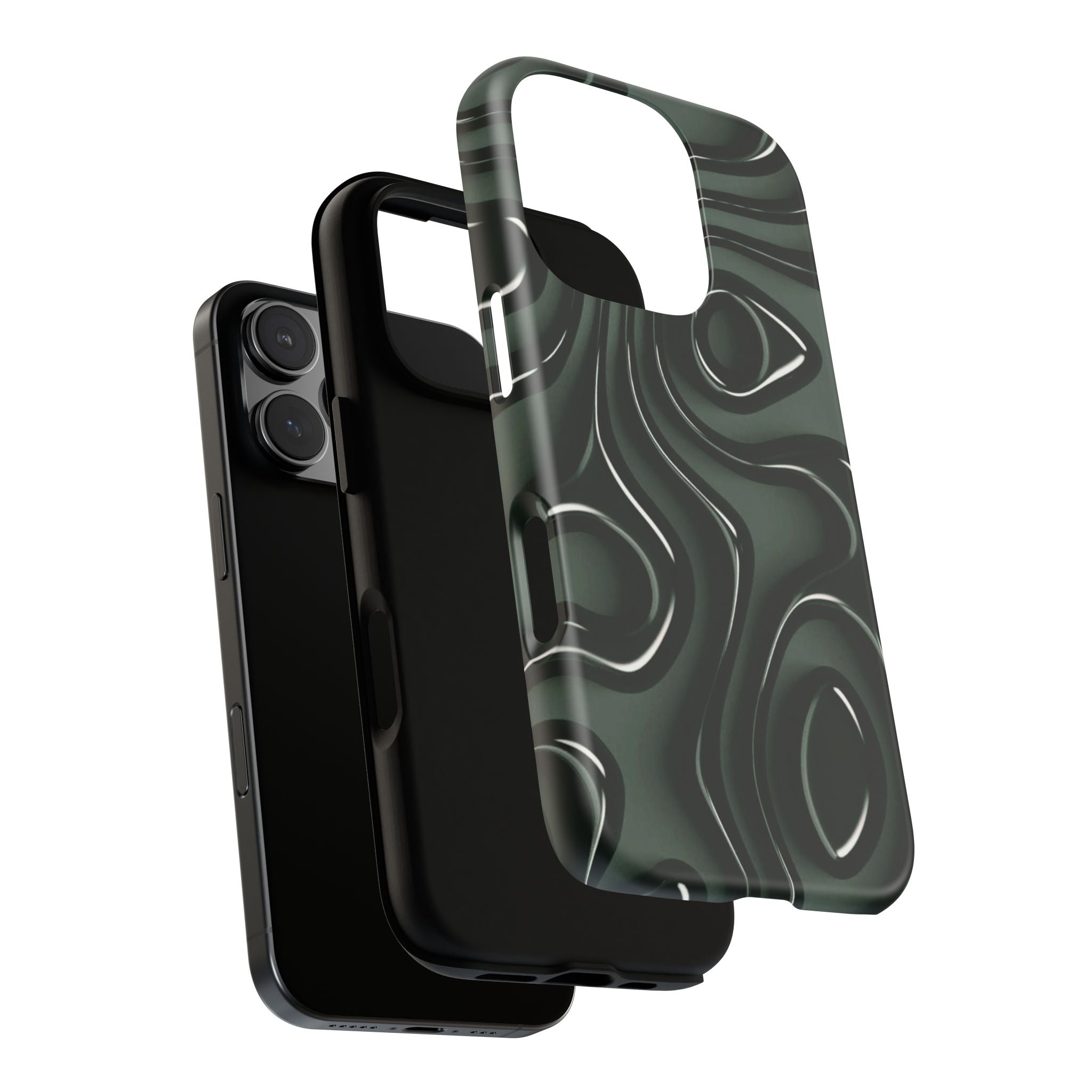 Dark Green Abstract Swirl Tough Phone Case
