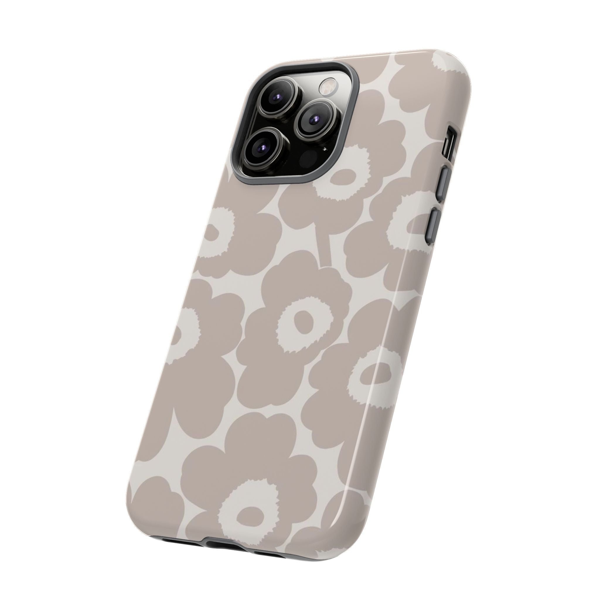 Floral Tough iPhone Case — Neutral Beige Poppy Protective Cover