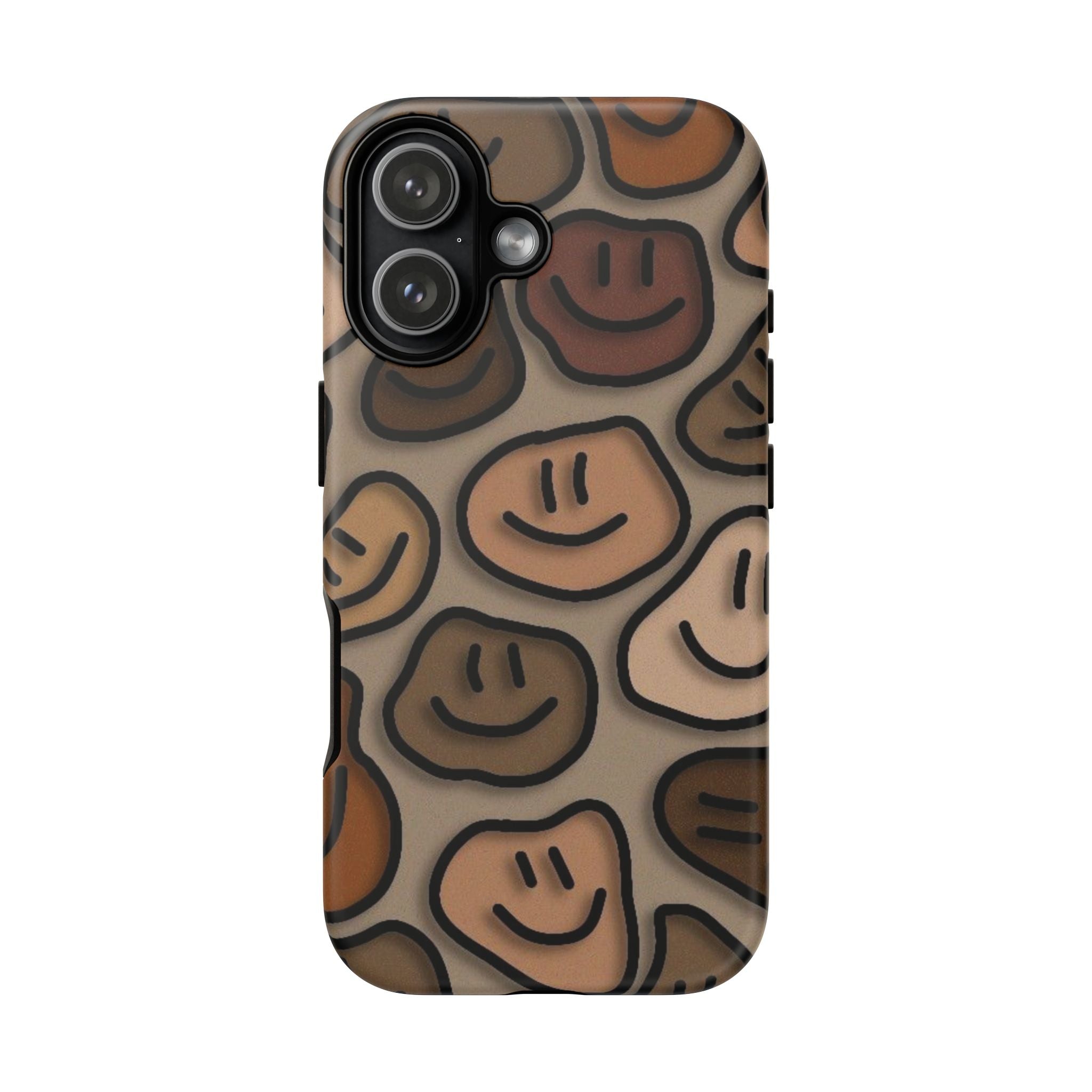Smiley Faces iPhone Case — Neutral Brown Diverse Smiles Protective Cover