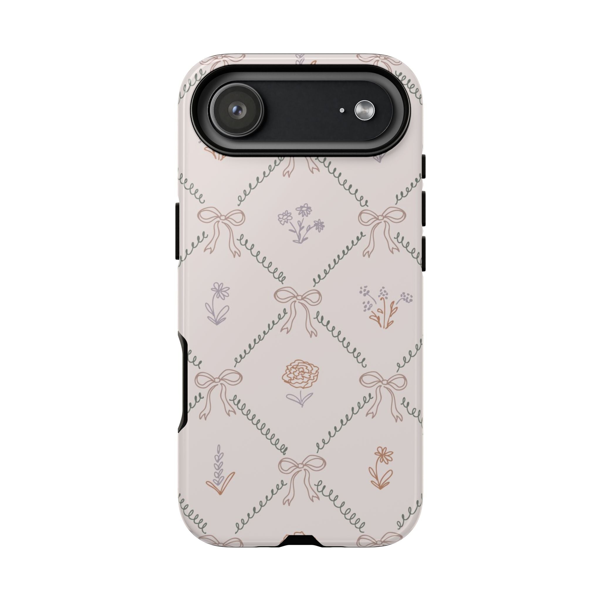 Floral Bow Pattern Tough iPhone Case