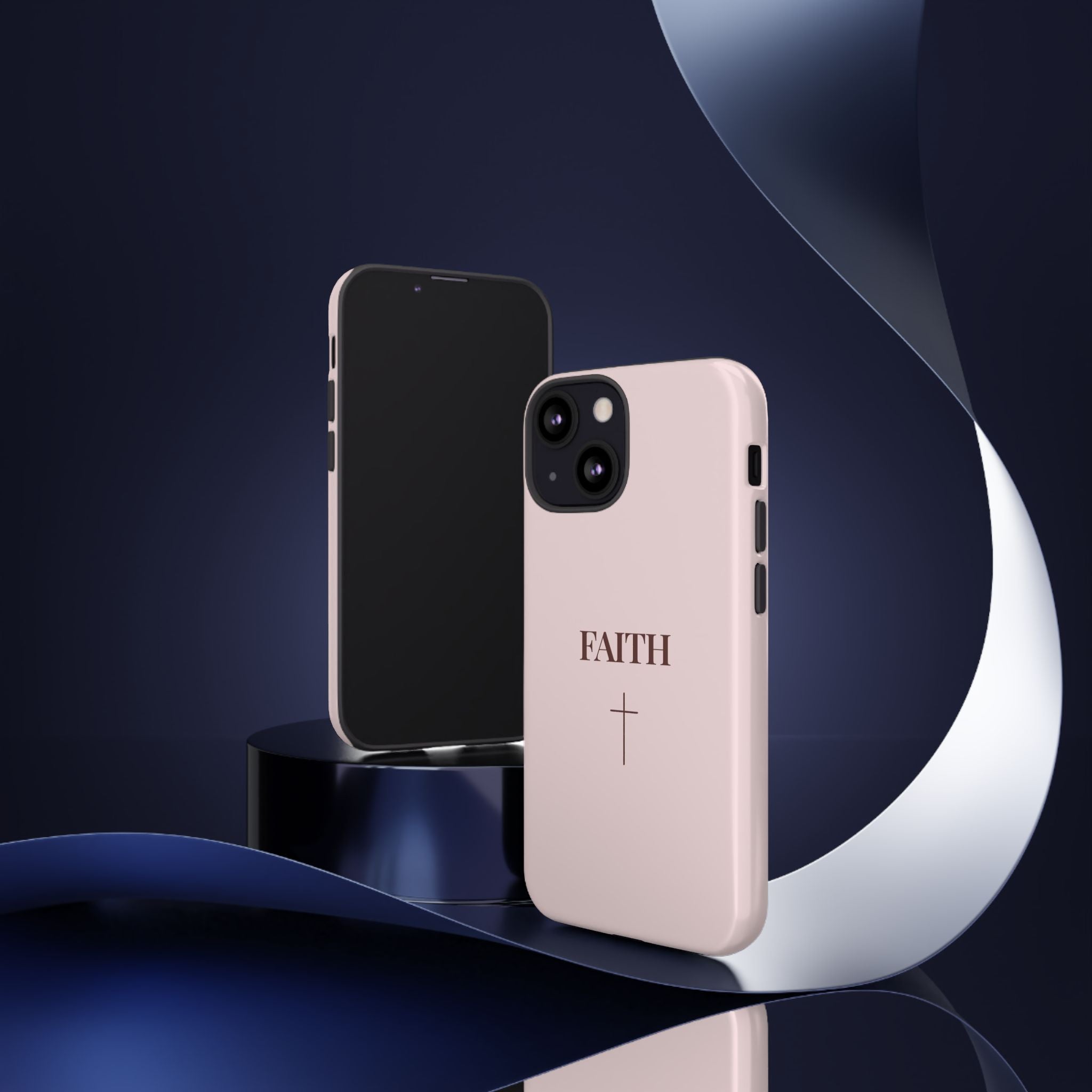 Faith Cross Tough Phone Case — Minimal Pink Christian iPhone Cover