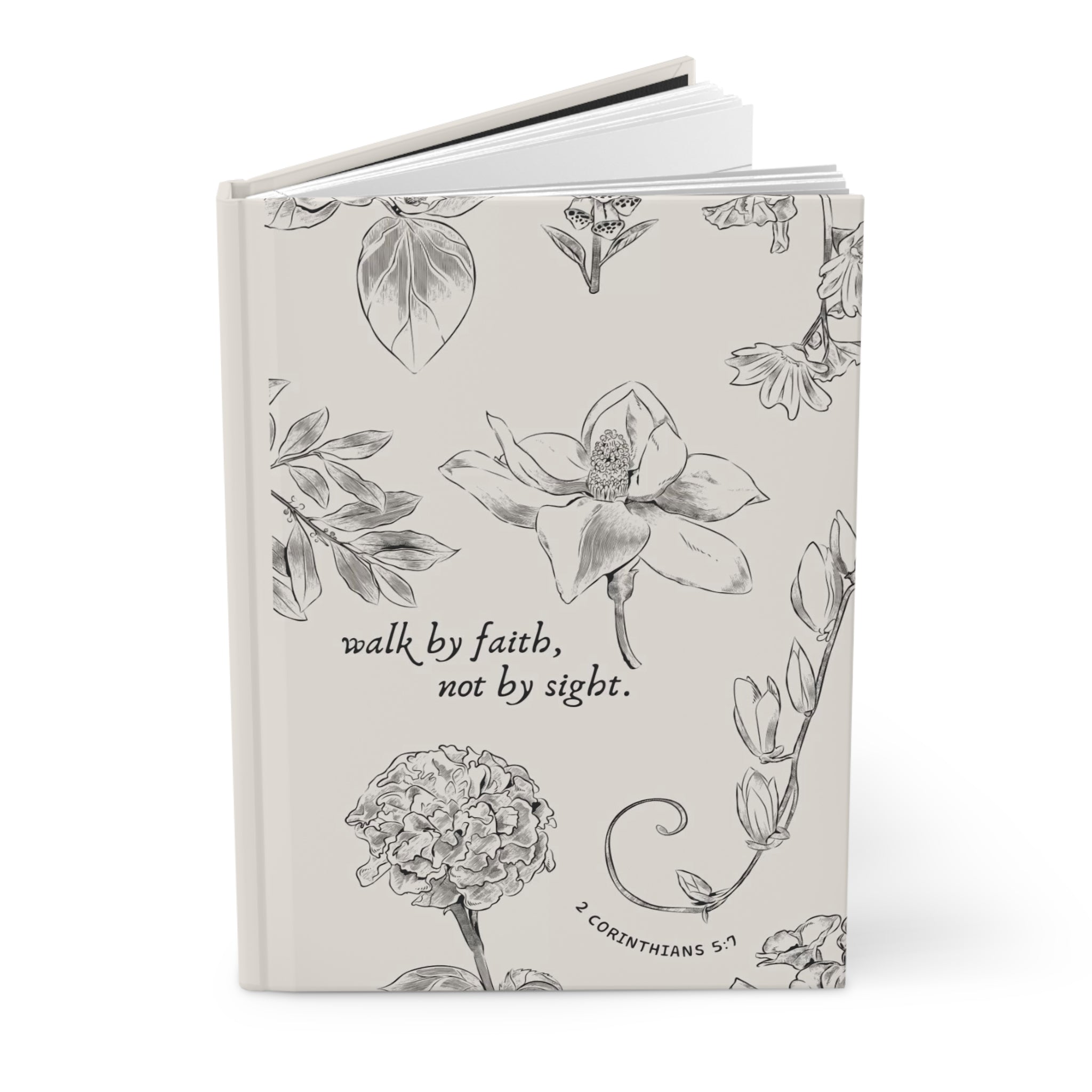 Floral Scripture Hardcover Journal — “Walk by faith, not by sight”
