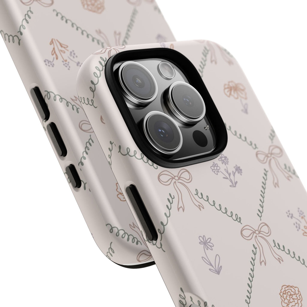 Floral Bow Pattern Tough iPhone Case
