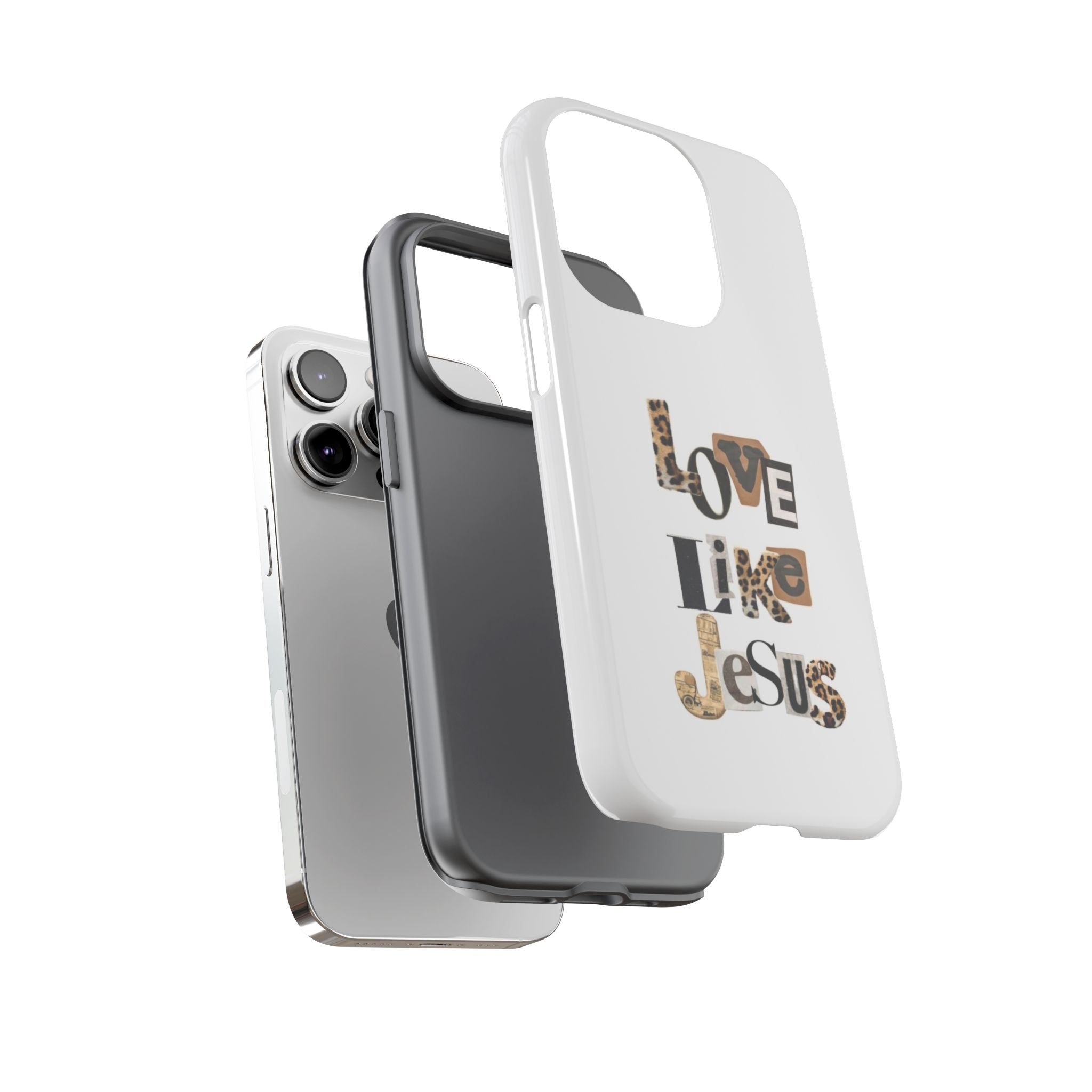 "Love Like Jesus" Leopard Print Christian Tough Phone Case