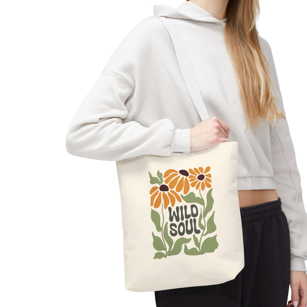 Wild Soul Floral Tote Bag — Boho Sunflower Canvas Carryall