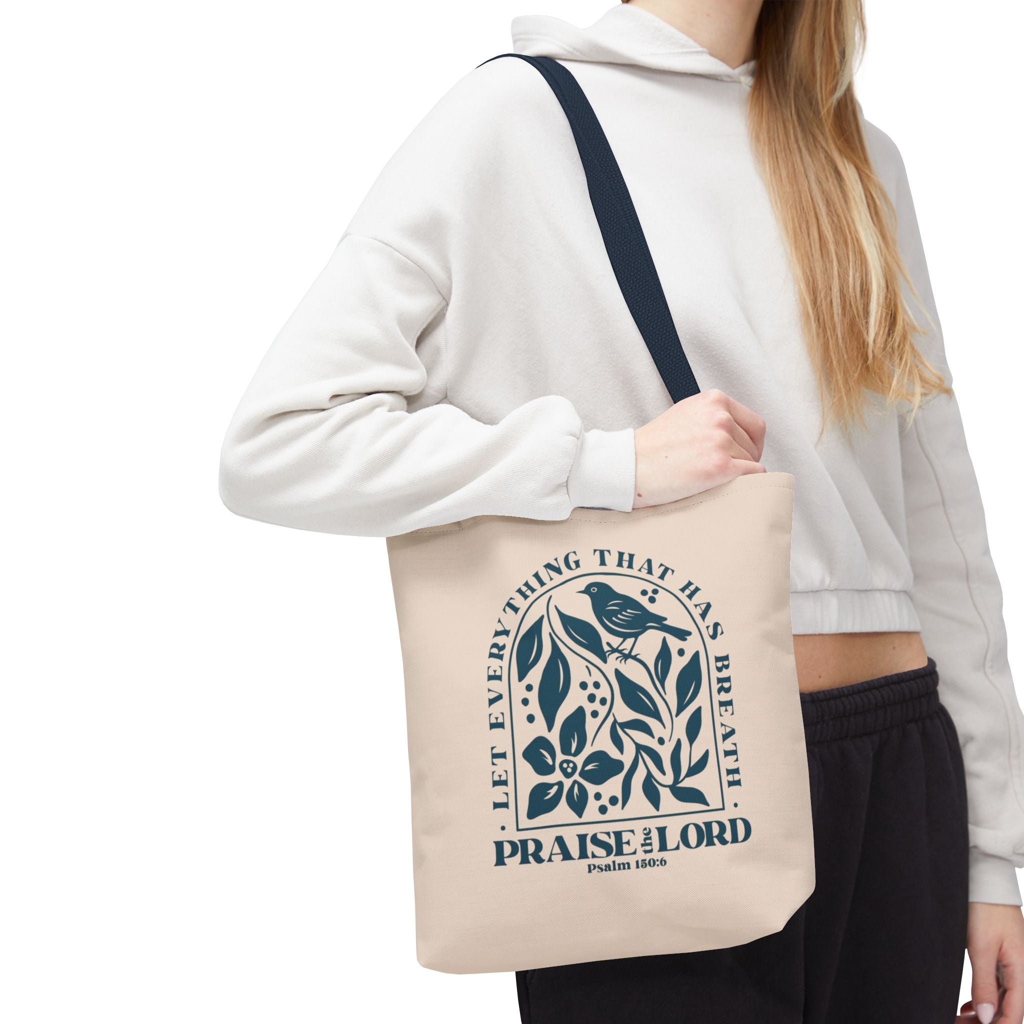 "Praise the Lord" Floral Psalm 150:6 Tote Bag