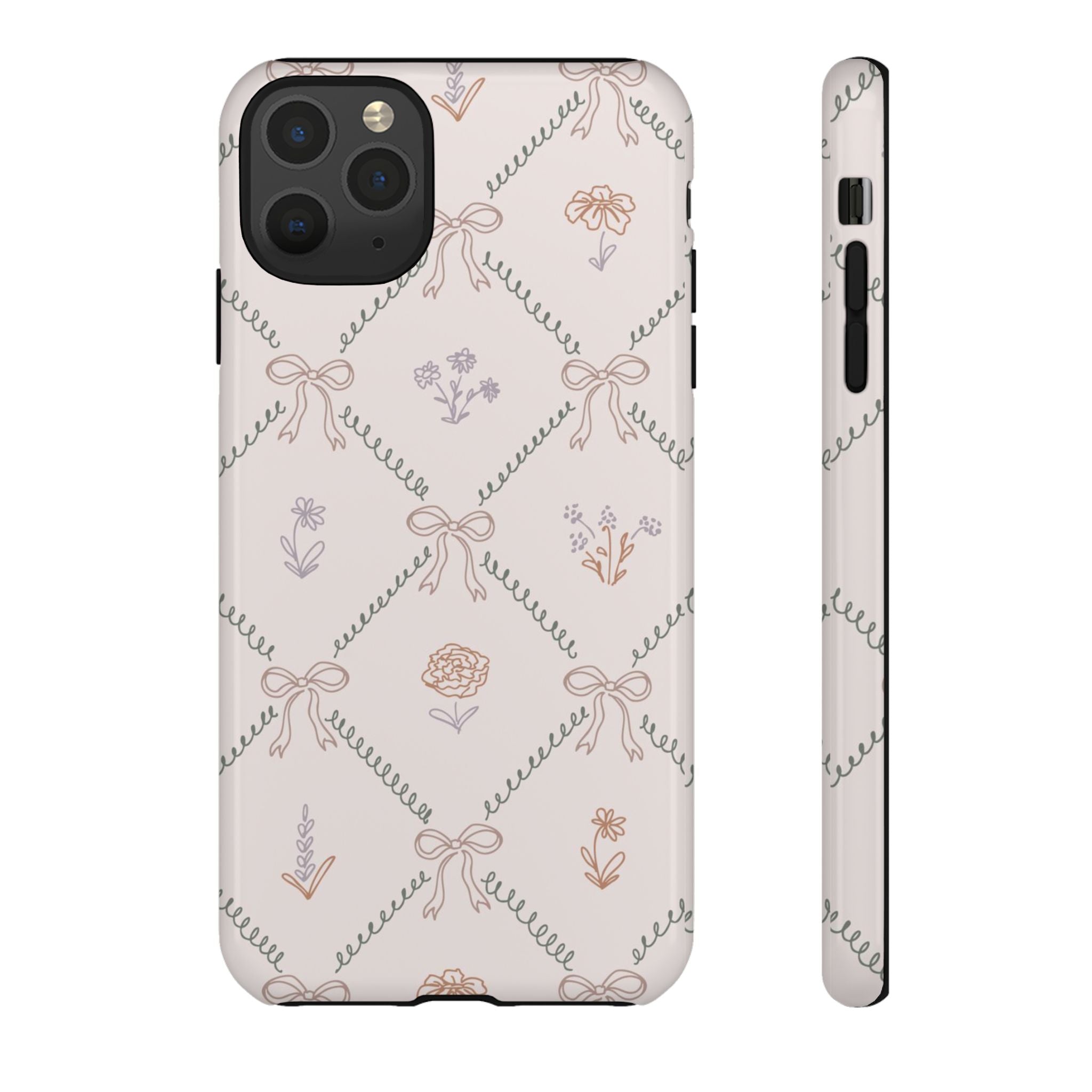 Floral Bow Pattern Tough iPhone Case