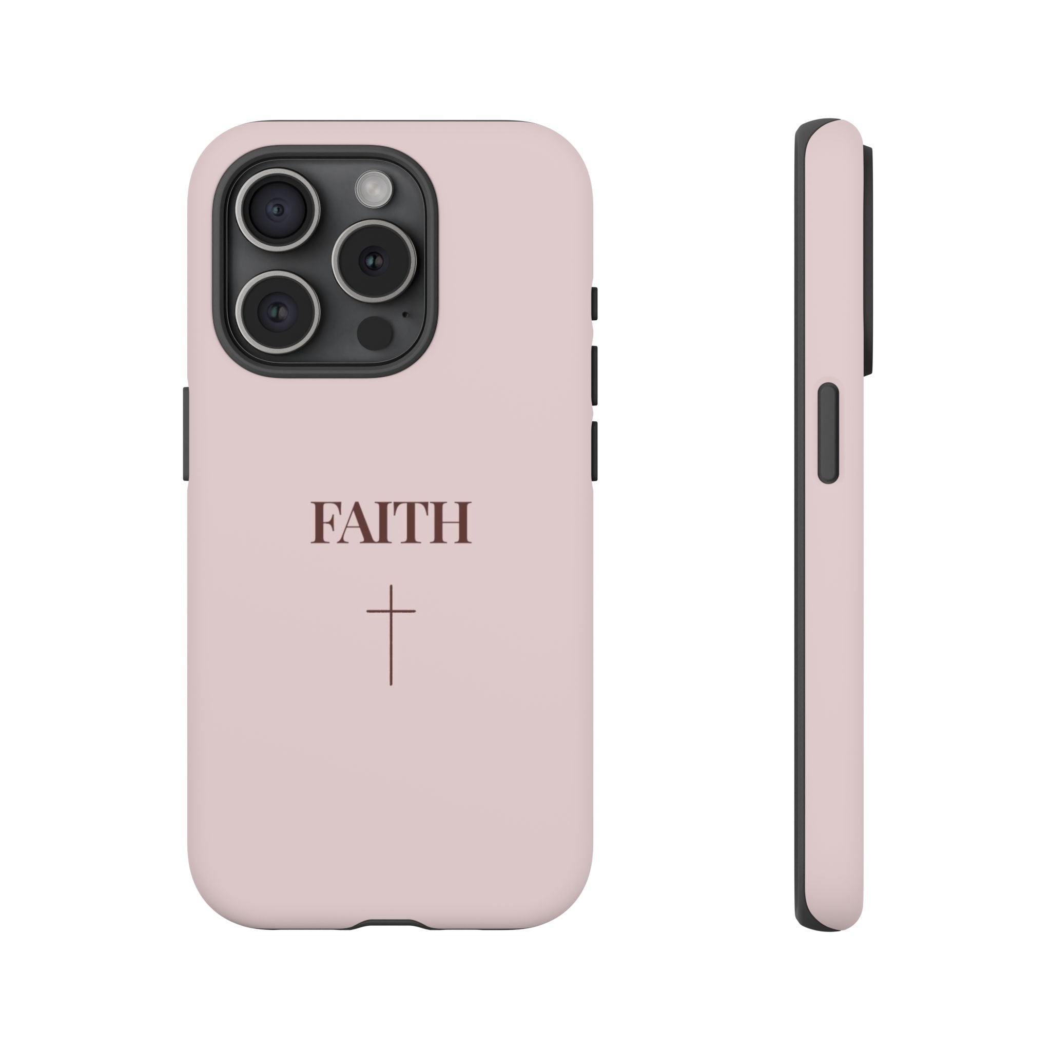 Faith Cross Tough Phone Case — Minimal Pink Christian iPhone Cover
