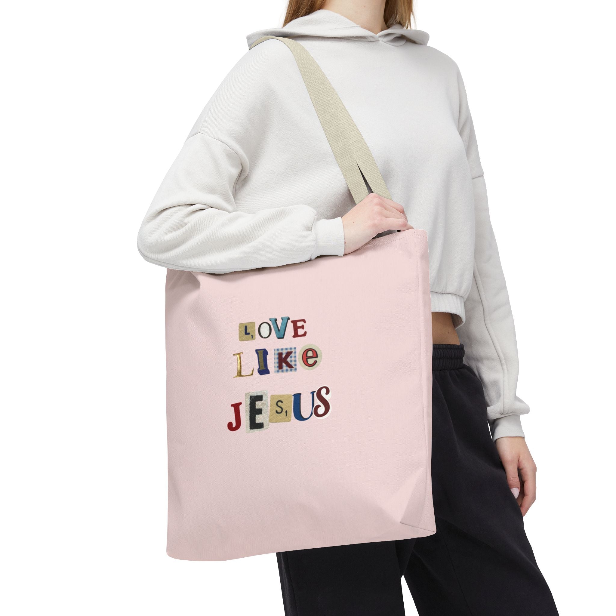 Love Like Jesus Tote Bag — Christian Inspirational Pink Everyday Tote