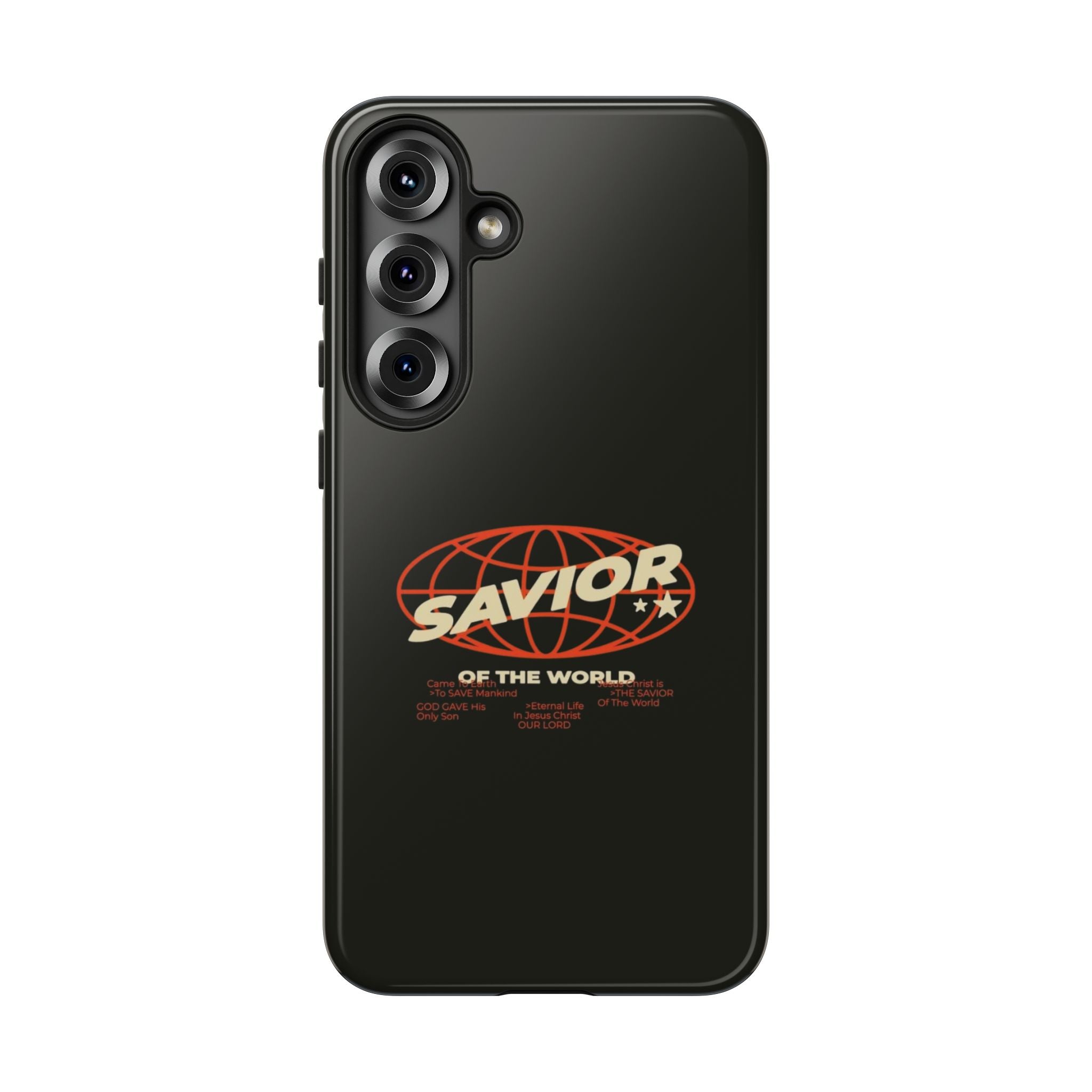 Savior of the World Black Protective Phone Case — Retro Globe Design