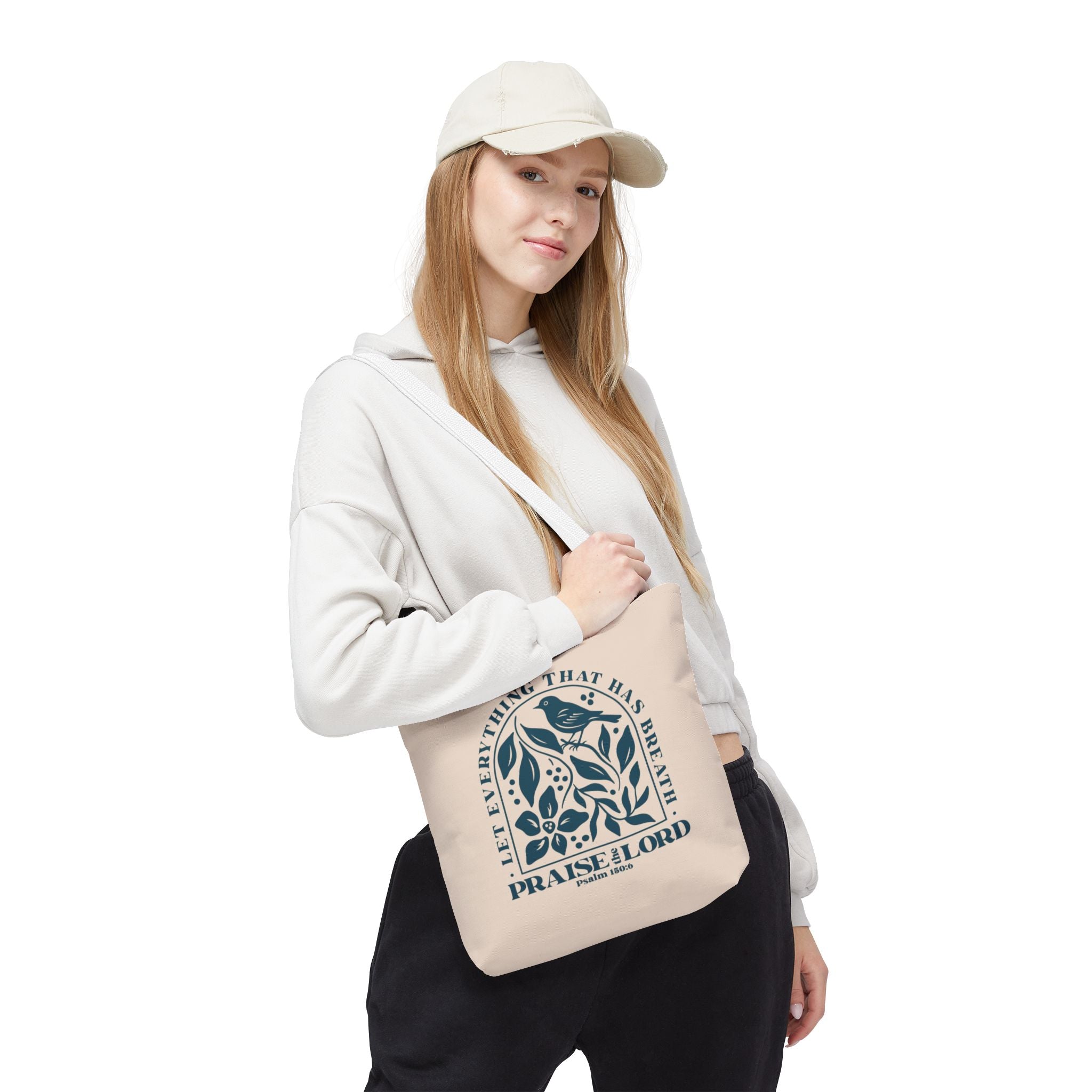"Praise the Lord" Floral Psalm 150:6 Tote Bag