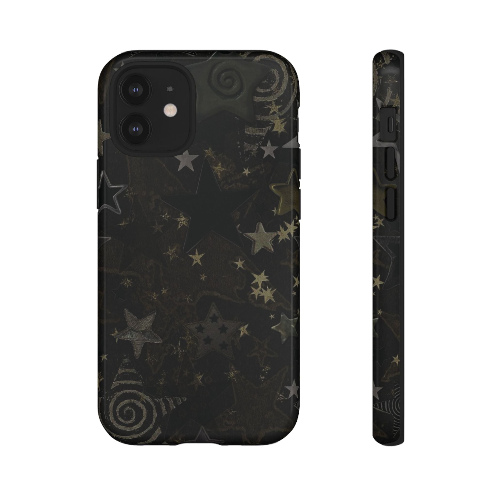 Black Starry iPhone Case – Protective Tough Case with Subtle Galaxy Pattern