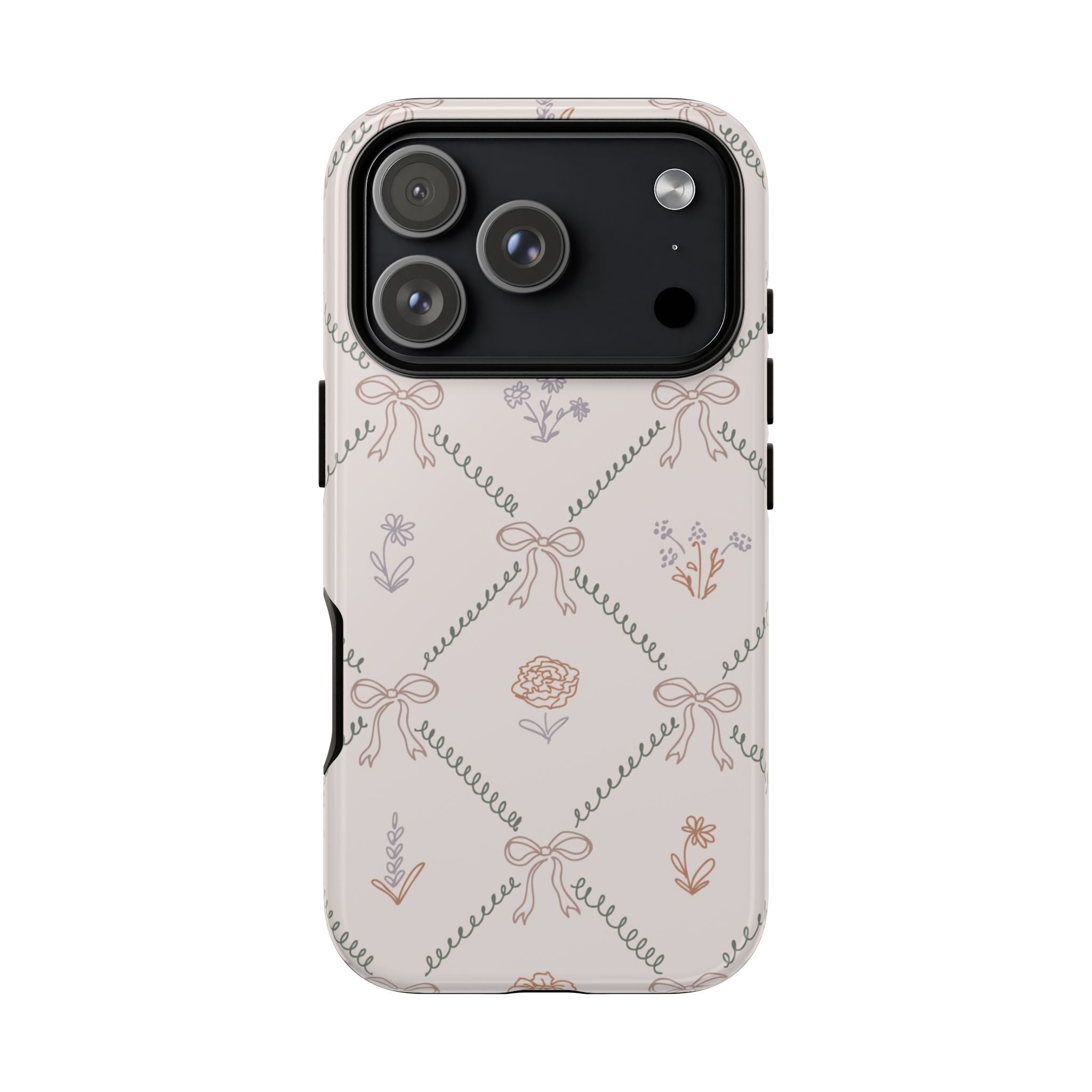 Floral Bow Pattern Tough iPhone Case