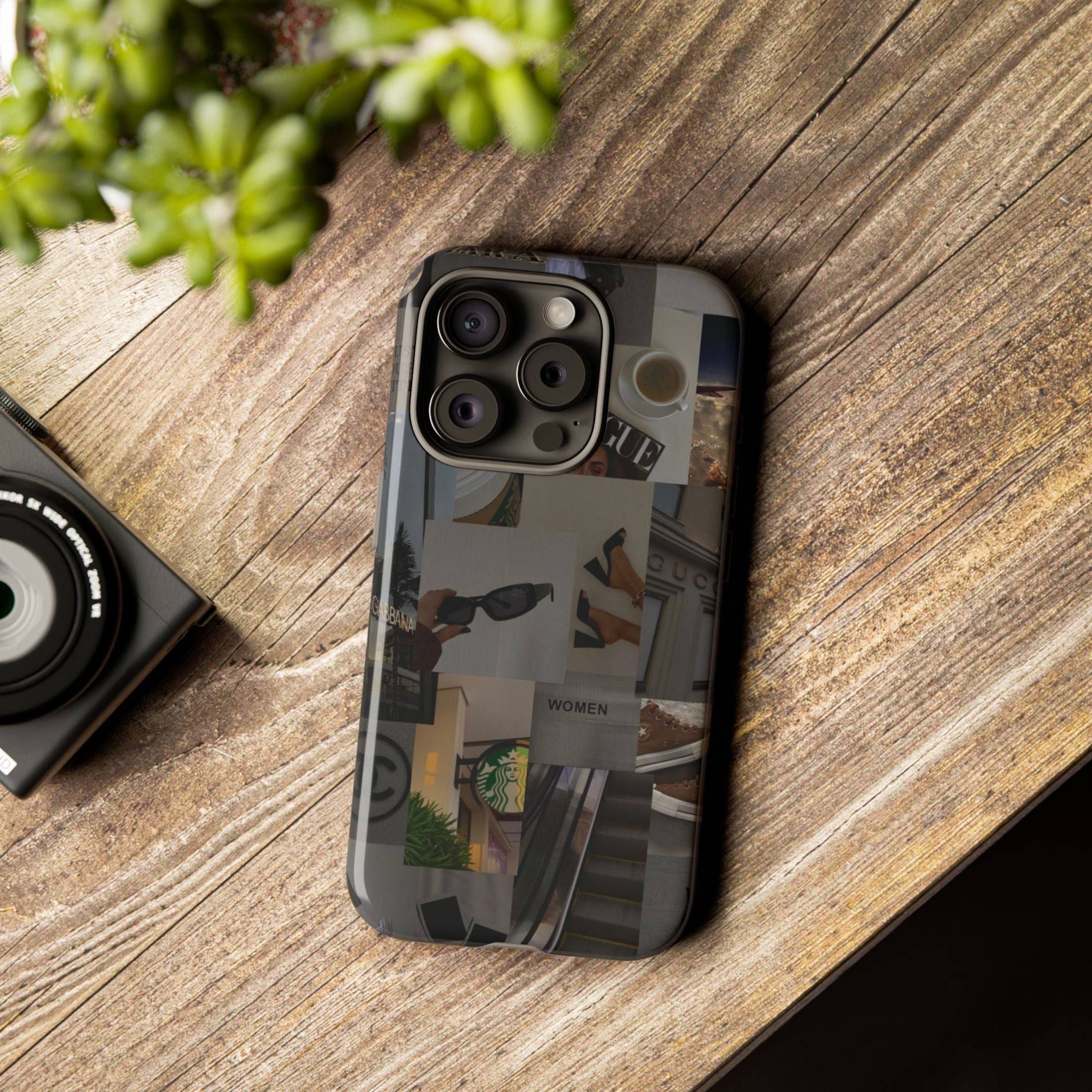 Collage Aesthetic Tough iPhone Case — Chic Cafe & Fashion Mood Board