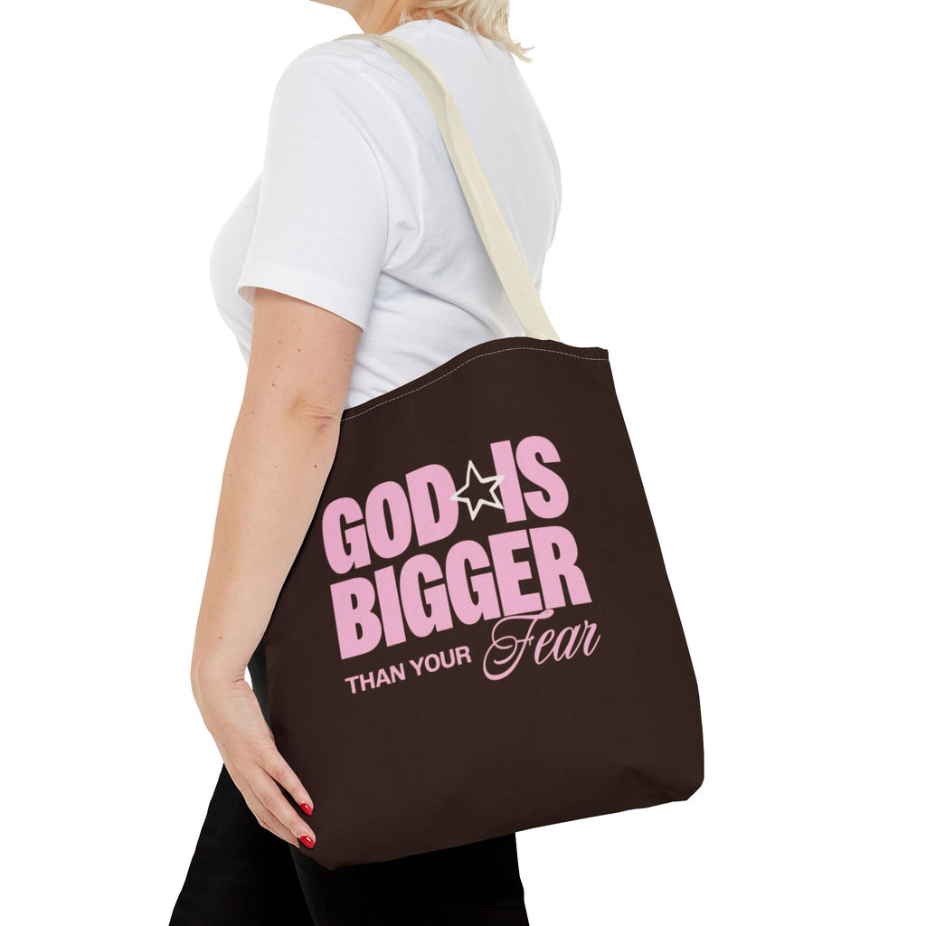 "God Is Bigger Than Your Fear" Scripture Quote Tote Bag