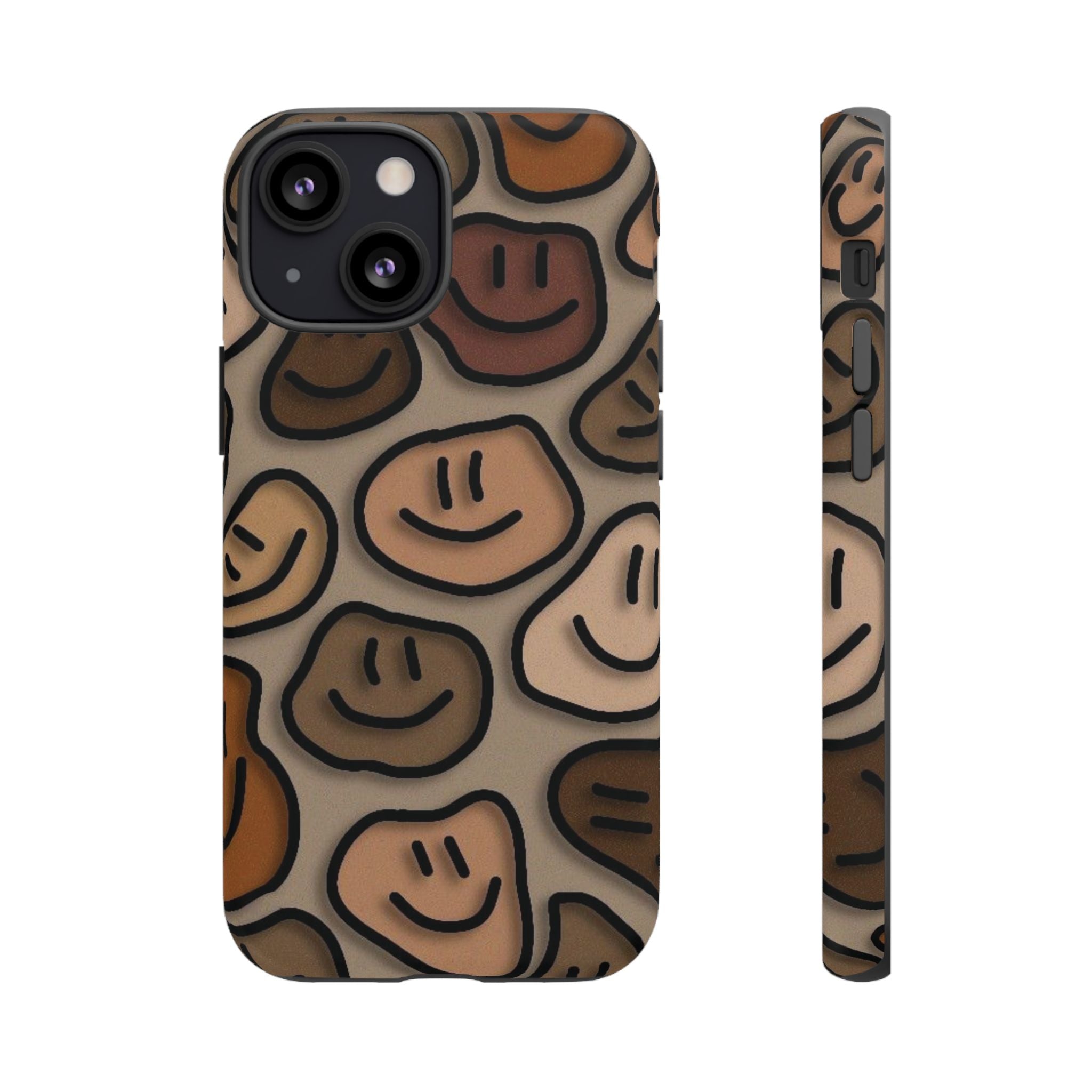 Smiley Faces iPhone Case — Neutral Brown Diverse Smiles Protective Cover