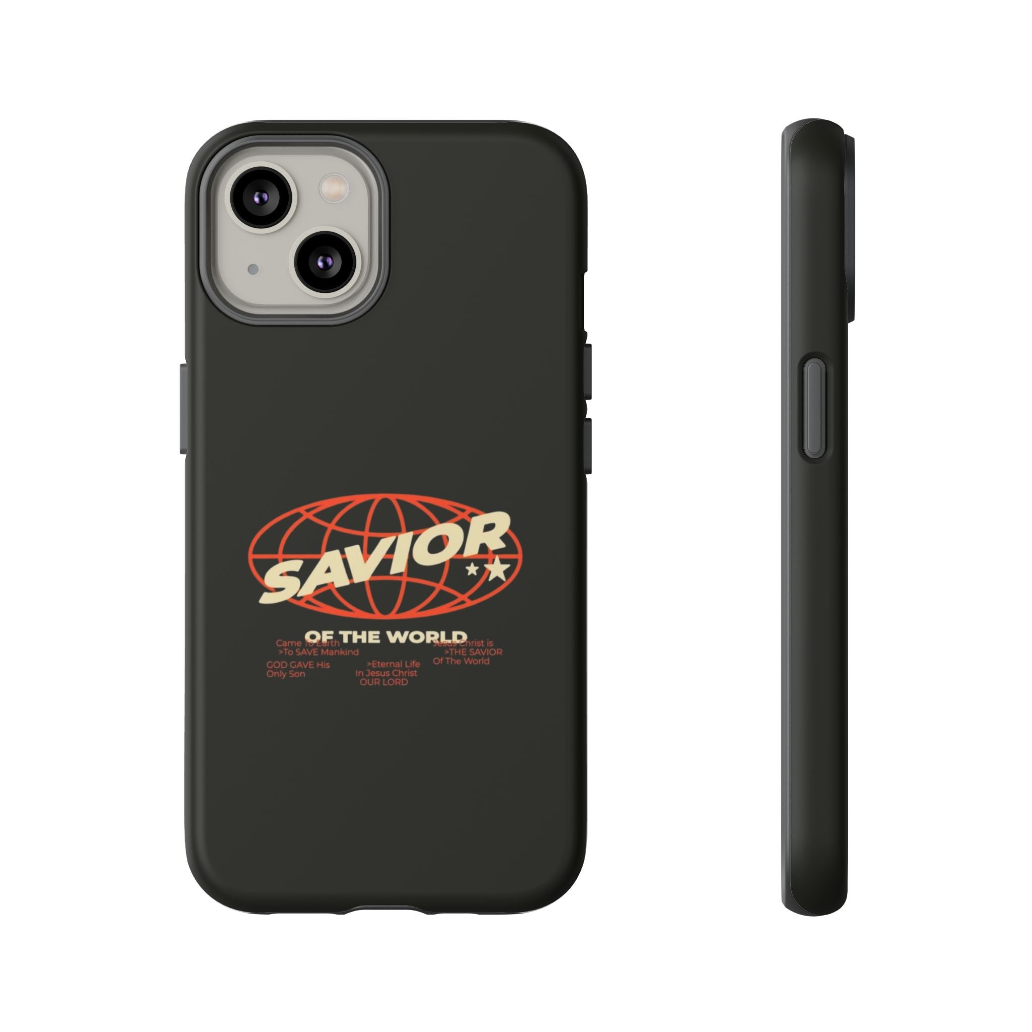 Savior of the World Black Protective Phone Case — Retro Globe Design