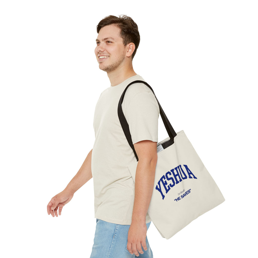 Yeshua 'He Saves' Scripture Tote Bag — Faith-Based Christian Canvas Tote