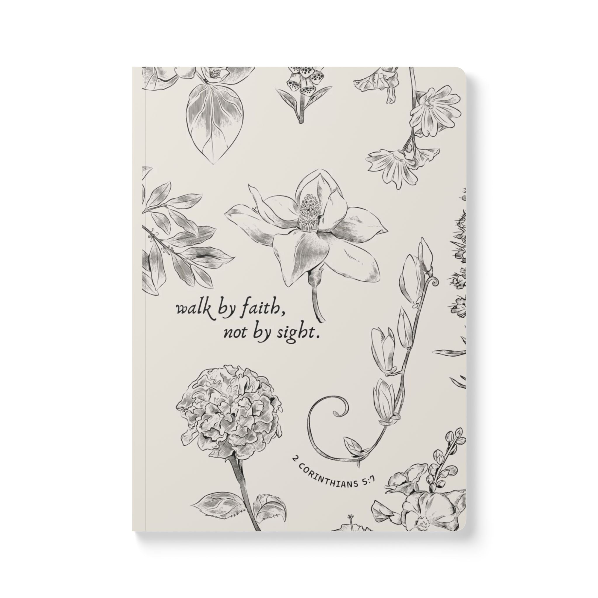 Faith Floral Softcover Journal — "Walk by faith, not by sight"