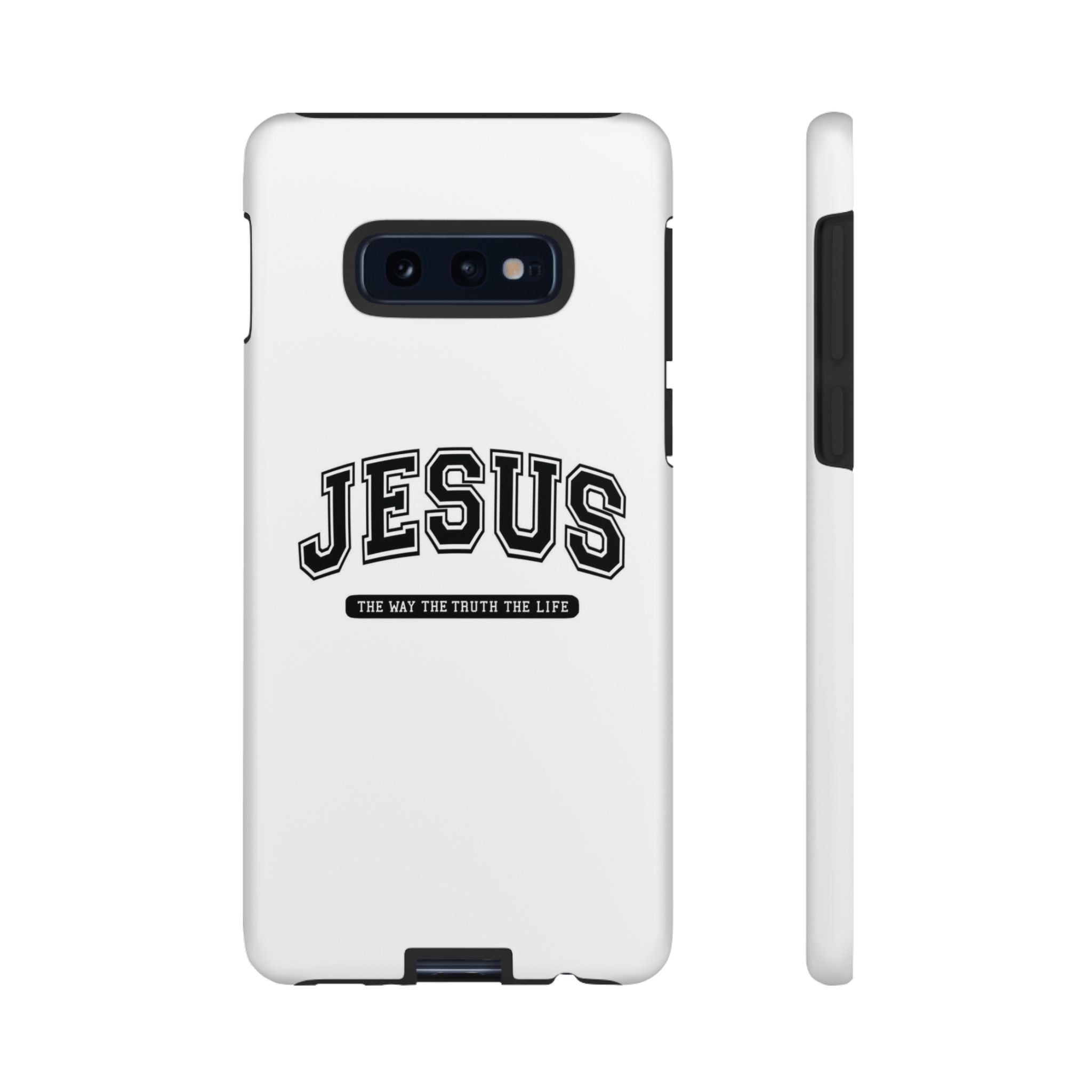 Jesus varsity phone case — 'Jesus: The Way The Truth The Life' tough protective cover