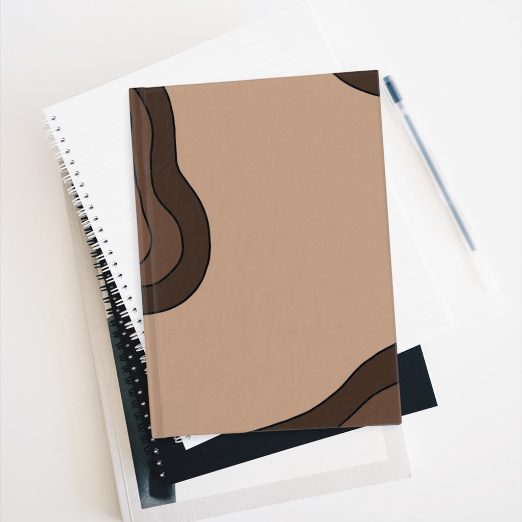 Brown Abstract Wave Journal — Ruled Hardcover Notebook for Notes & Journaling