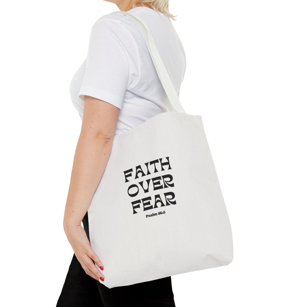 Faith Over Fear Tote Bag — Christian Inspirational Scripture Bag (Psalm 56:3)