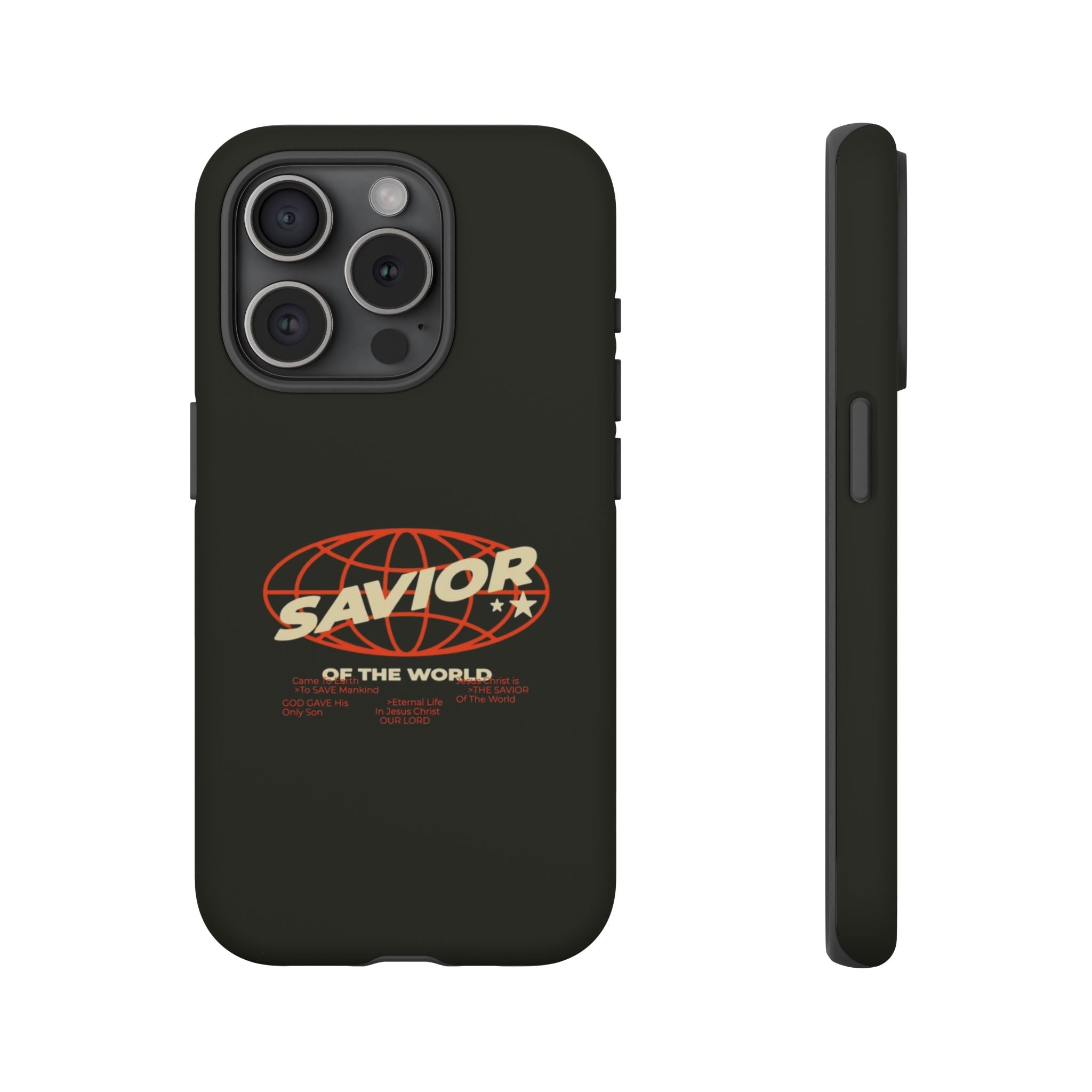 Savior of the World Black Protective Phone Case — Retro Globe Design