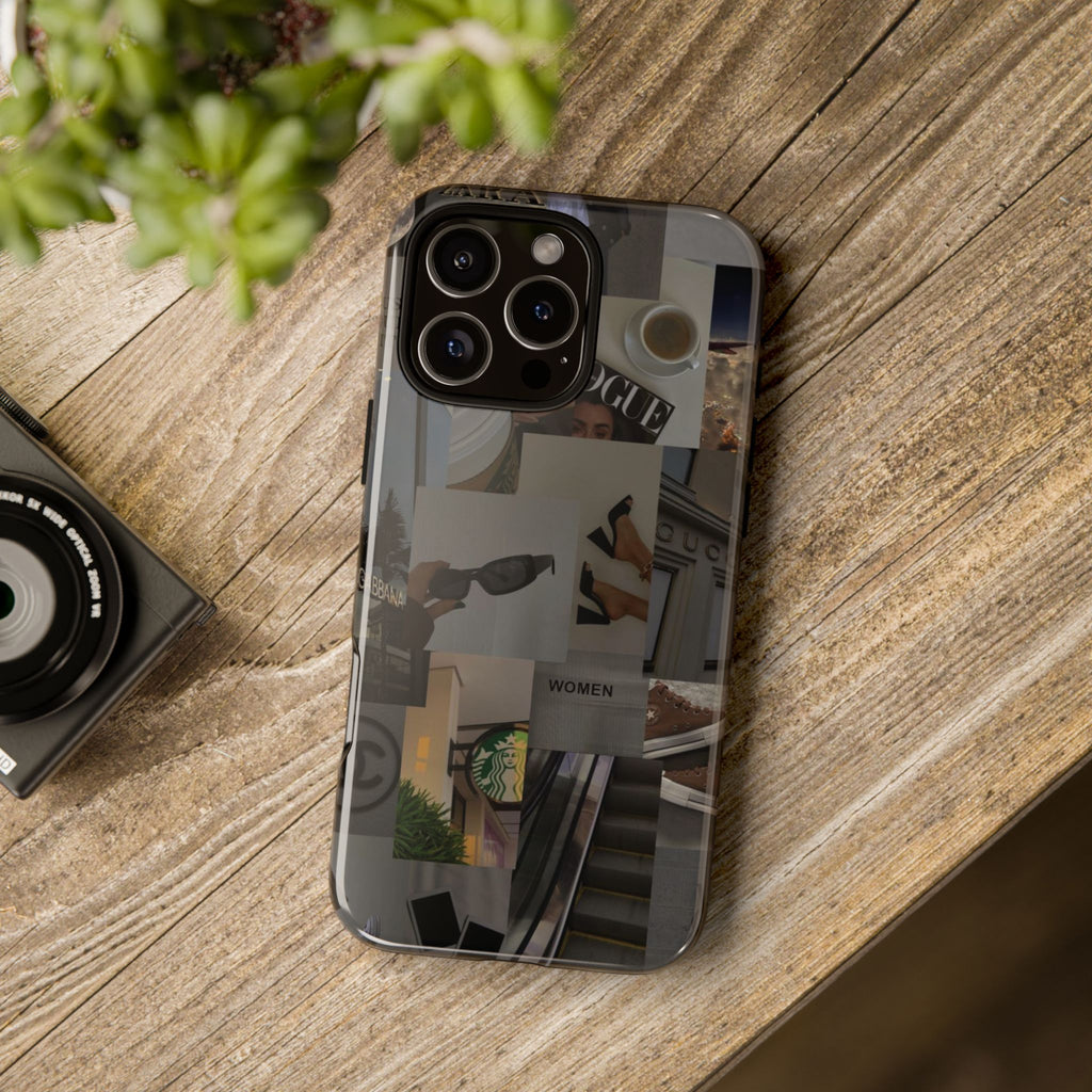 Collage Aesthetic Tough iPhone Case — Chic Cafe & Fashion Mood Board