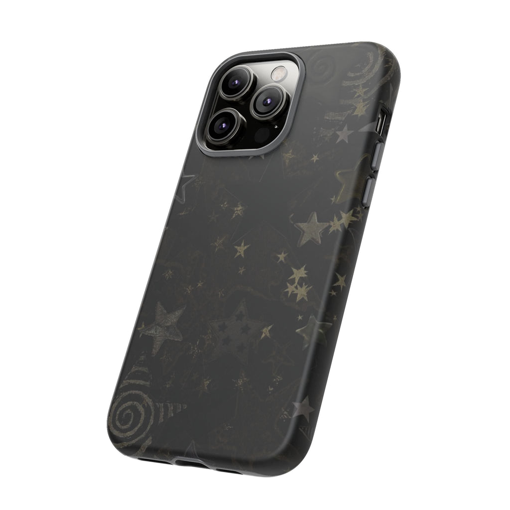 Black Starry iPhone Case – Protective Tough Case with Subtle Galaxy Pattern