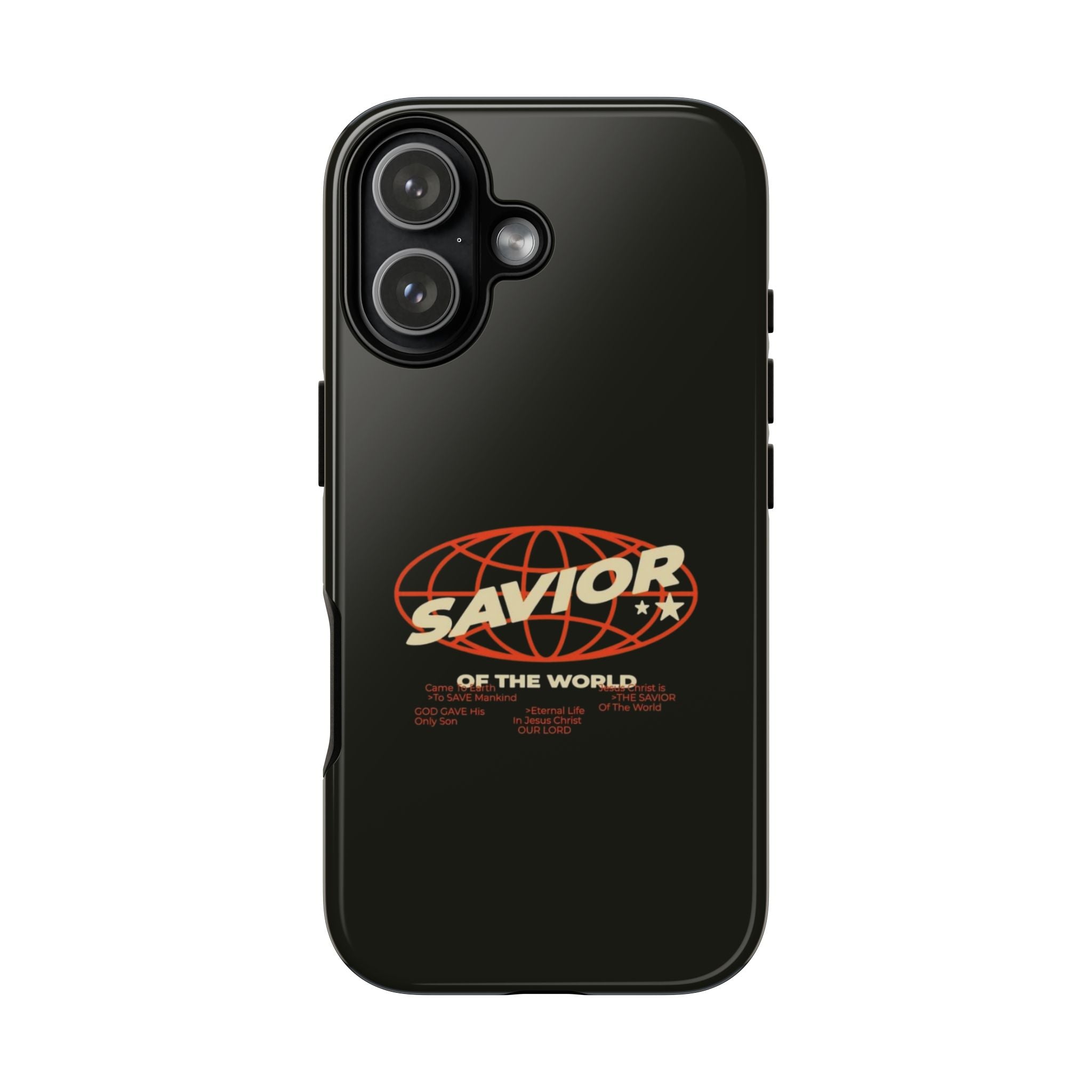 Savior of the World Black Protective Phone Case — Retro Globe Design