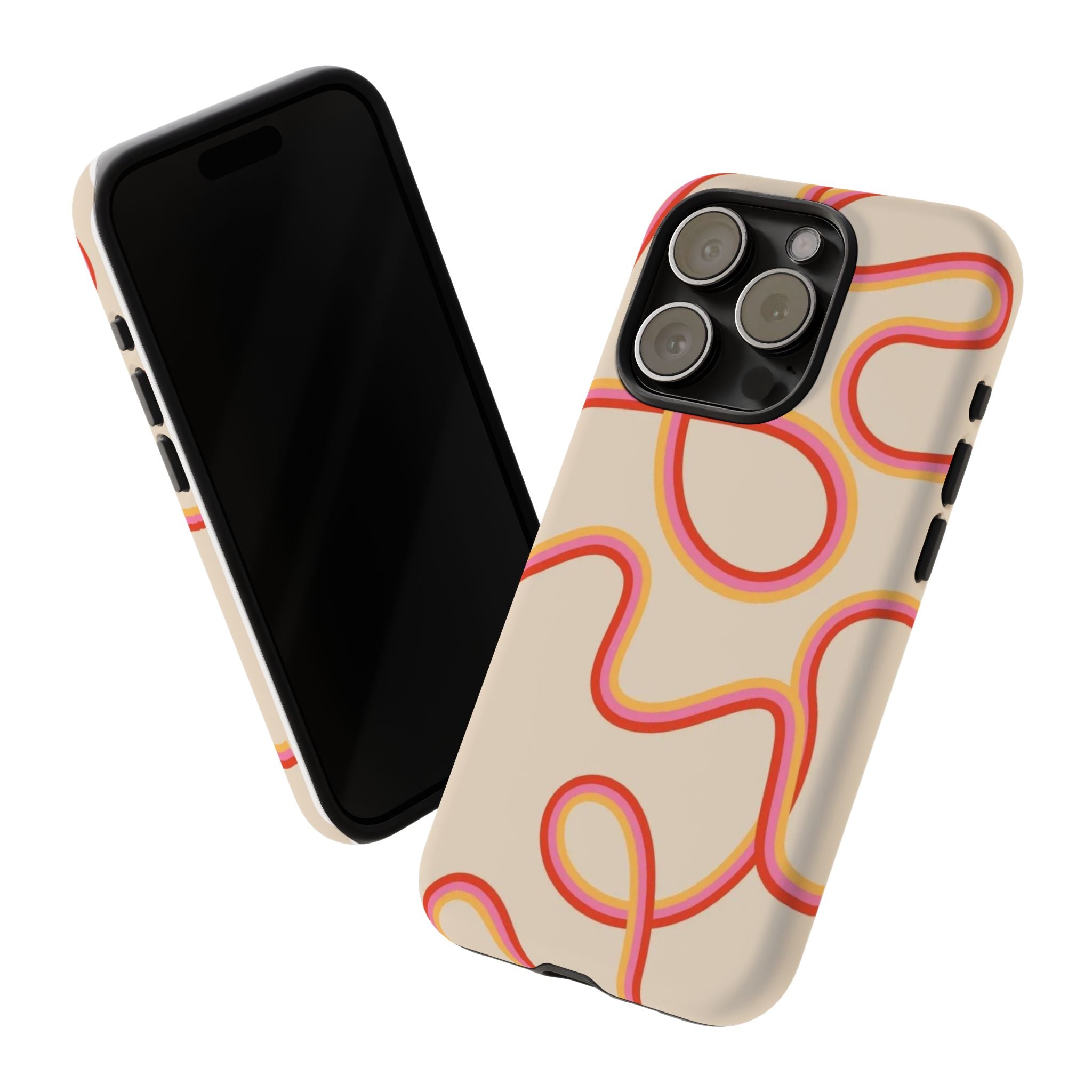 Retro Loop Pattern iPhone Case – Peach & Sunset Abstract Tough Case