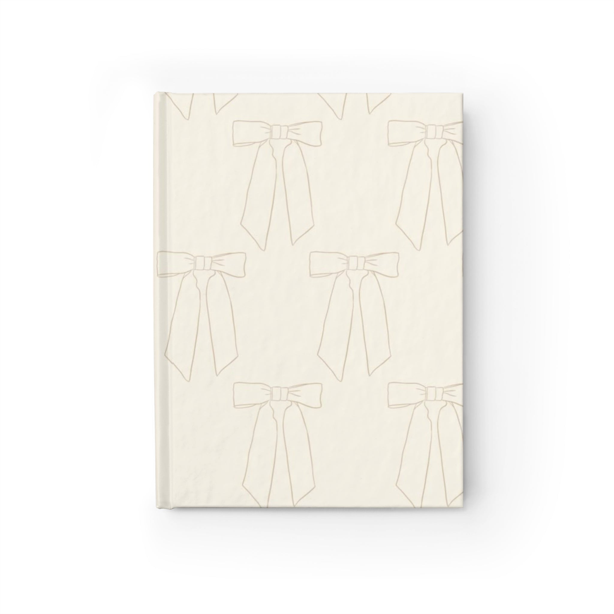 Ribbon Pattern Hardcover Ruled Journal — Cream Bow Notebook for Notes & Gifts