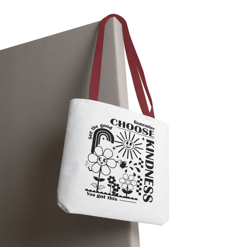 Choose Kindness Tote Bag — Inspirational Floral Rainbow Canvas Market Tote