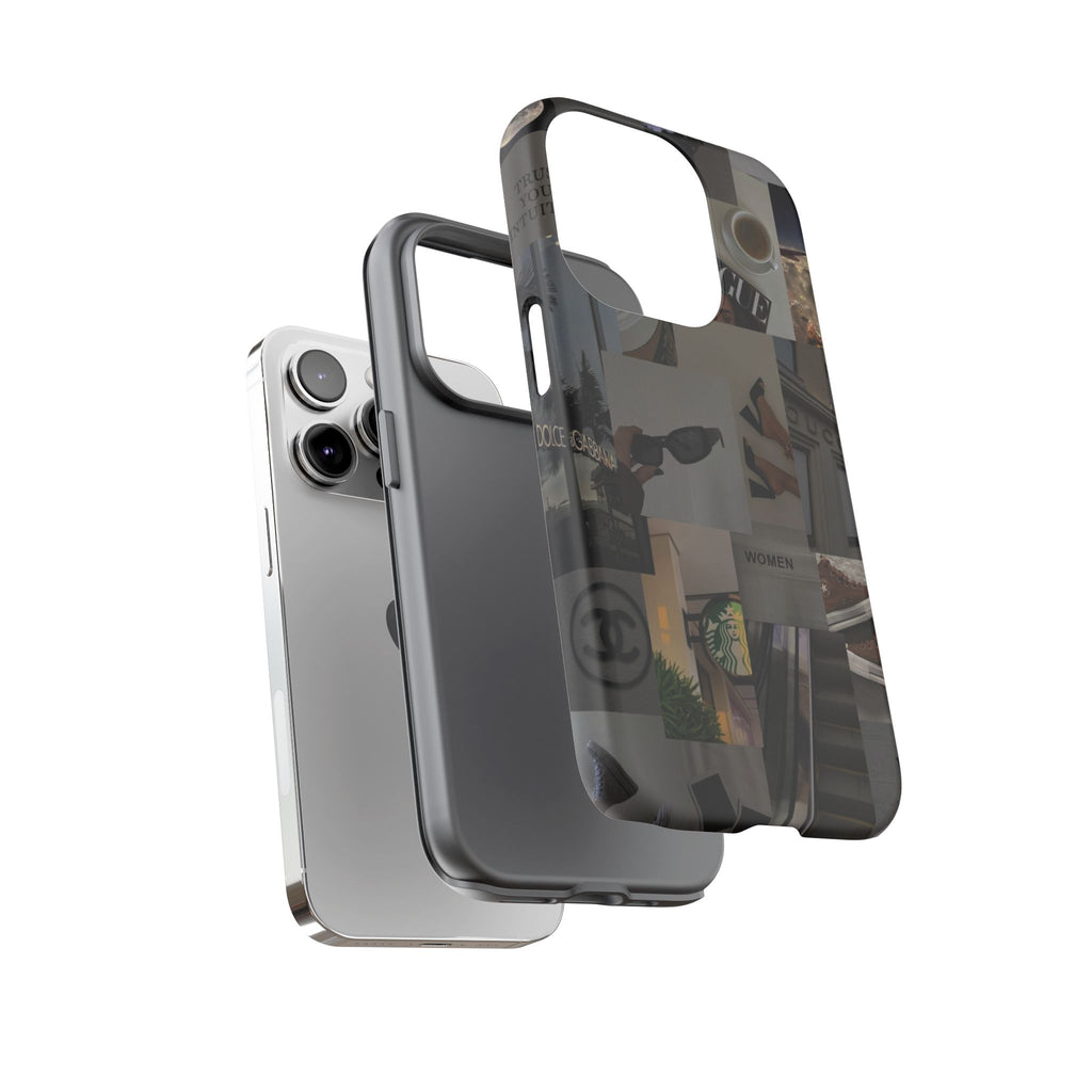 Collage Aesthetic Tough iPhone Case — Chic Cafe & Fashion Mood Board