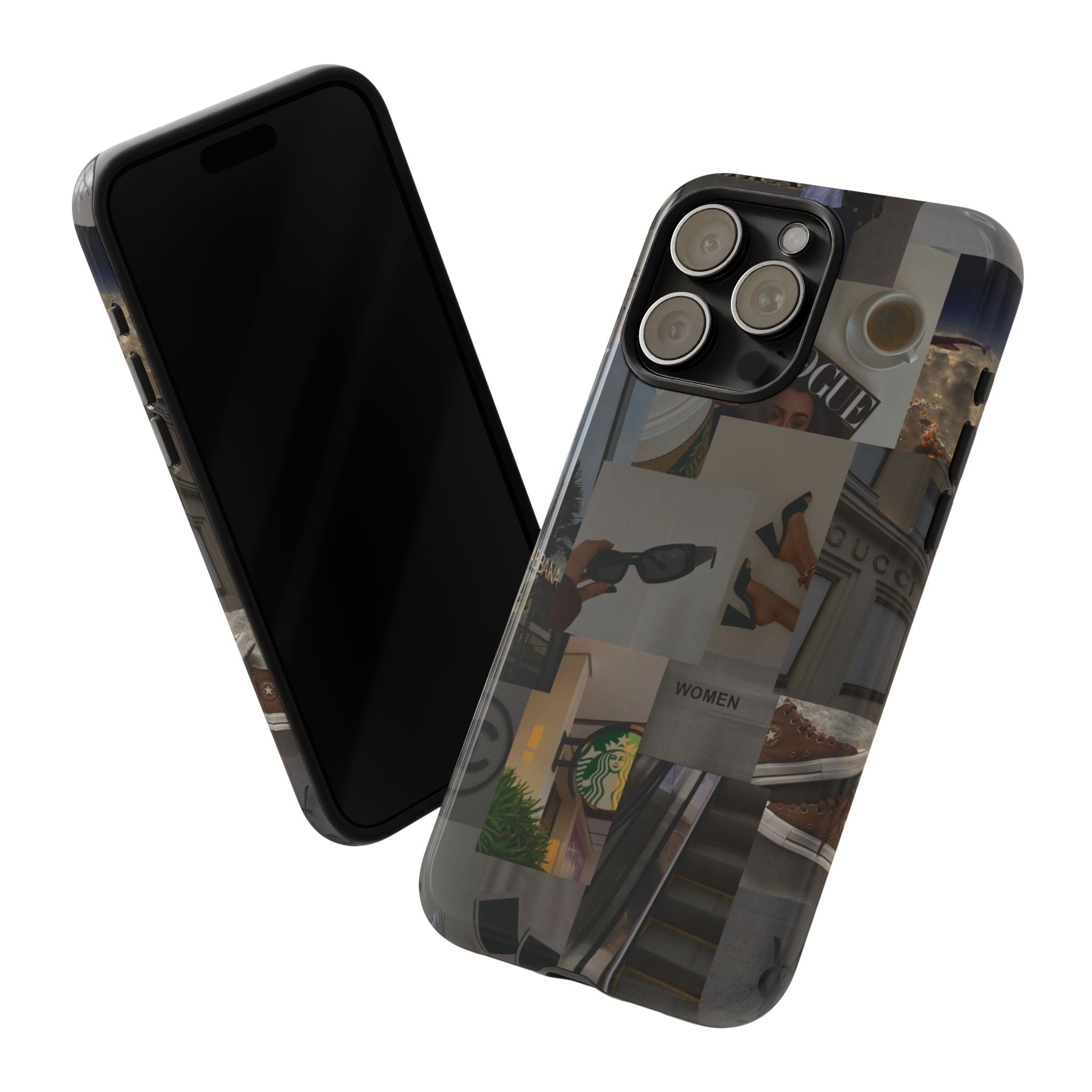 Collage Aesthetic Tough iPhone Case — Chic Cafe & Fashion Mood Board
