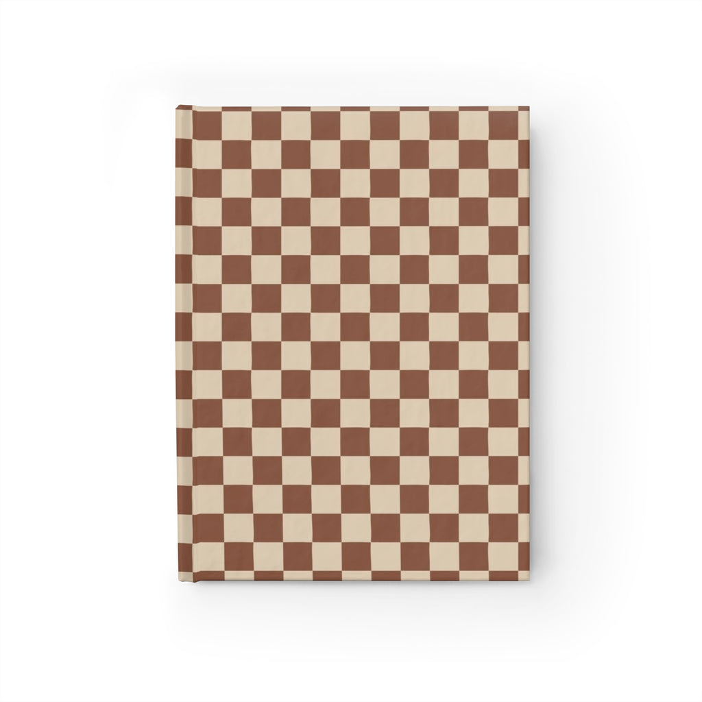 Hardcover Checkerboard Brown Ruled Journal — Lined Notebook for Notes & Daily Planning