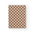 Hardcover Checkerboard Brown Ruled Journal — Lined Notebook for Notes & Daily Planning