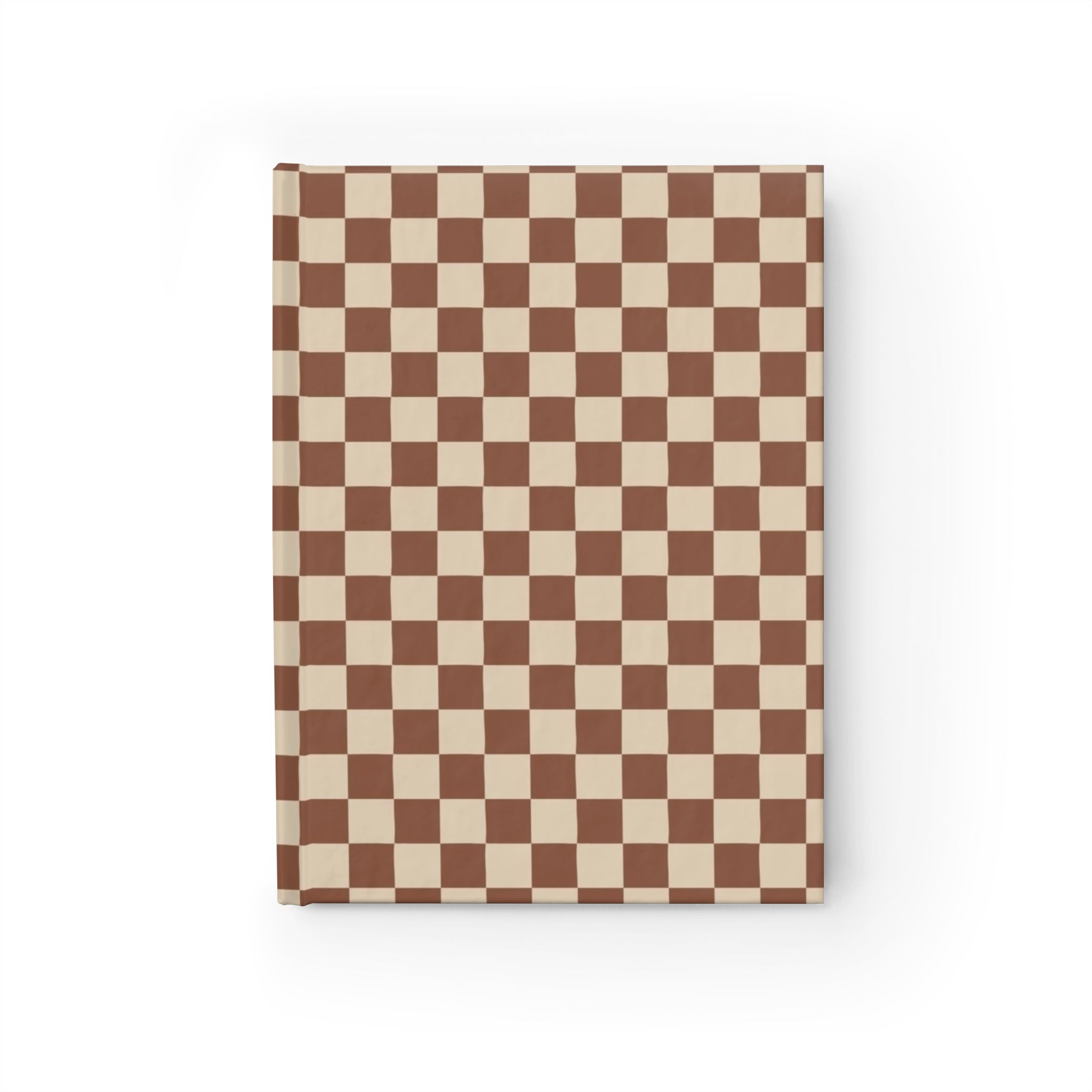 Hardcover Checkerboard Brown Ruled Journal — Lined Notebook for Notes & Daily Planning