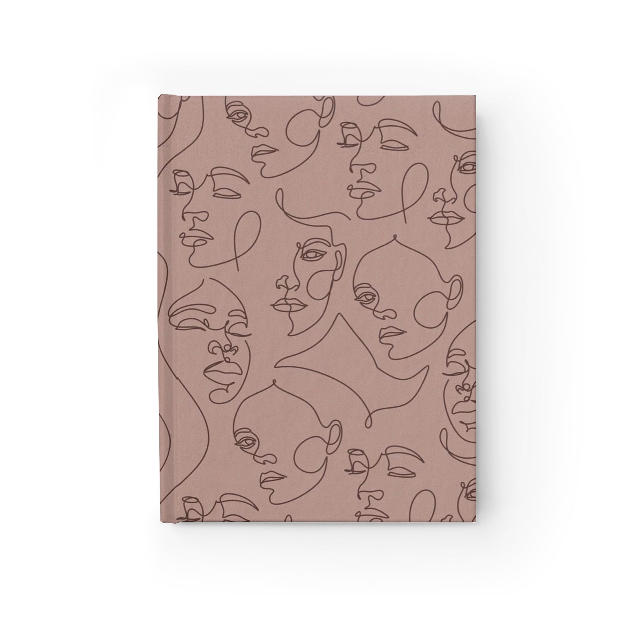 Minimalist Line Art Faces Hardcover Journal — Ruled Lined Notebook