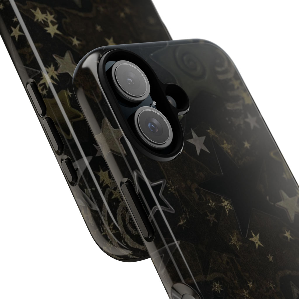 Black Starry iPhone Case – Protective Tough Case with Subtle Galaxy Pattern