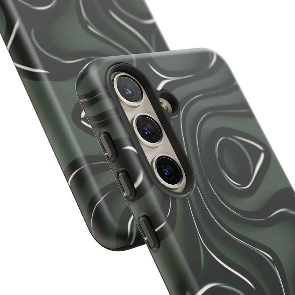 Dark Green Abstract Swirl Tough Phone Case