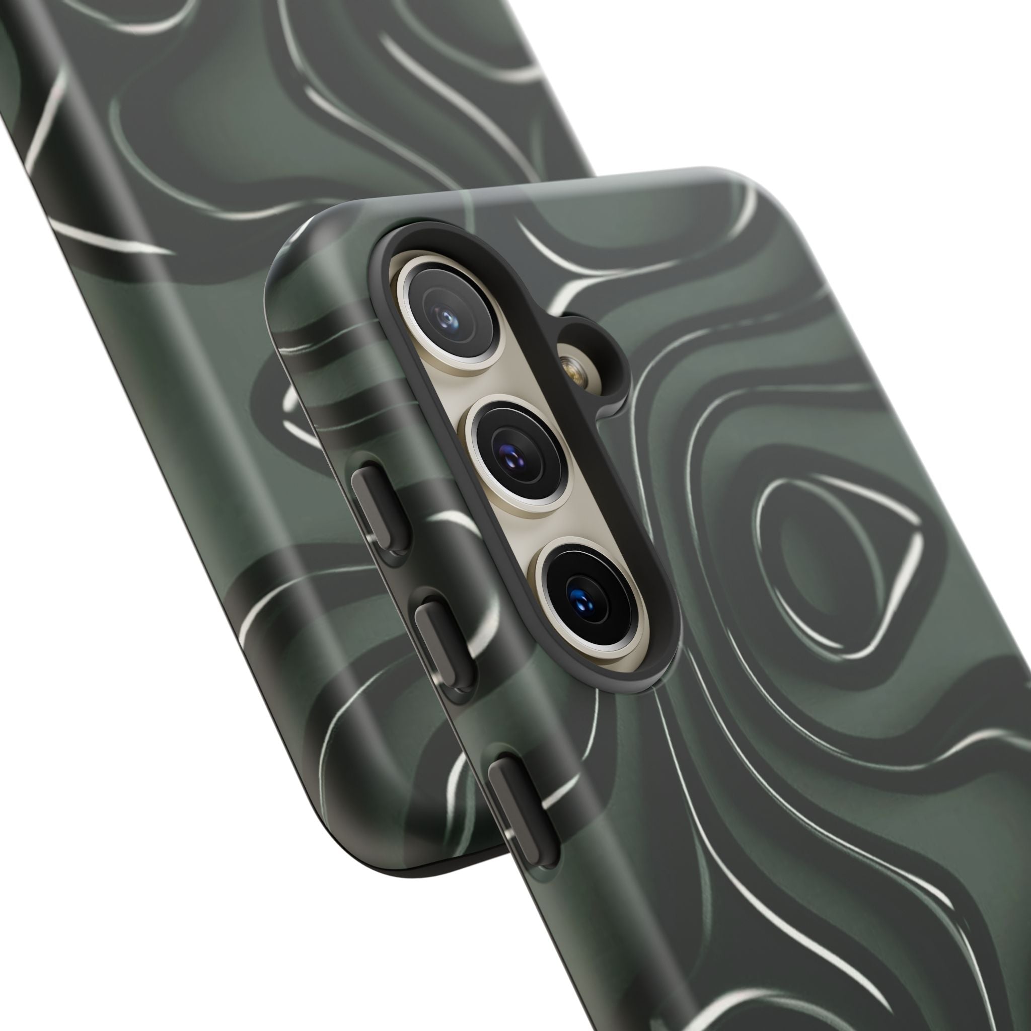 Dark Green Abstract Swirl Tough Phone Case