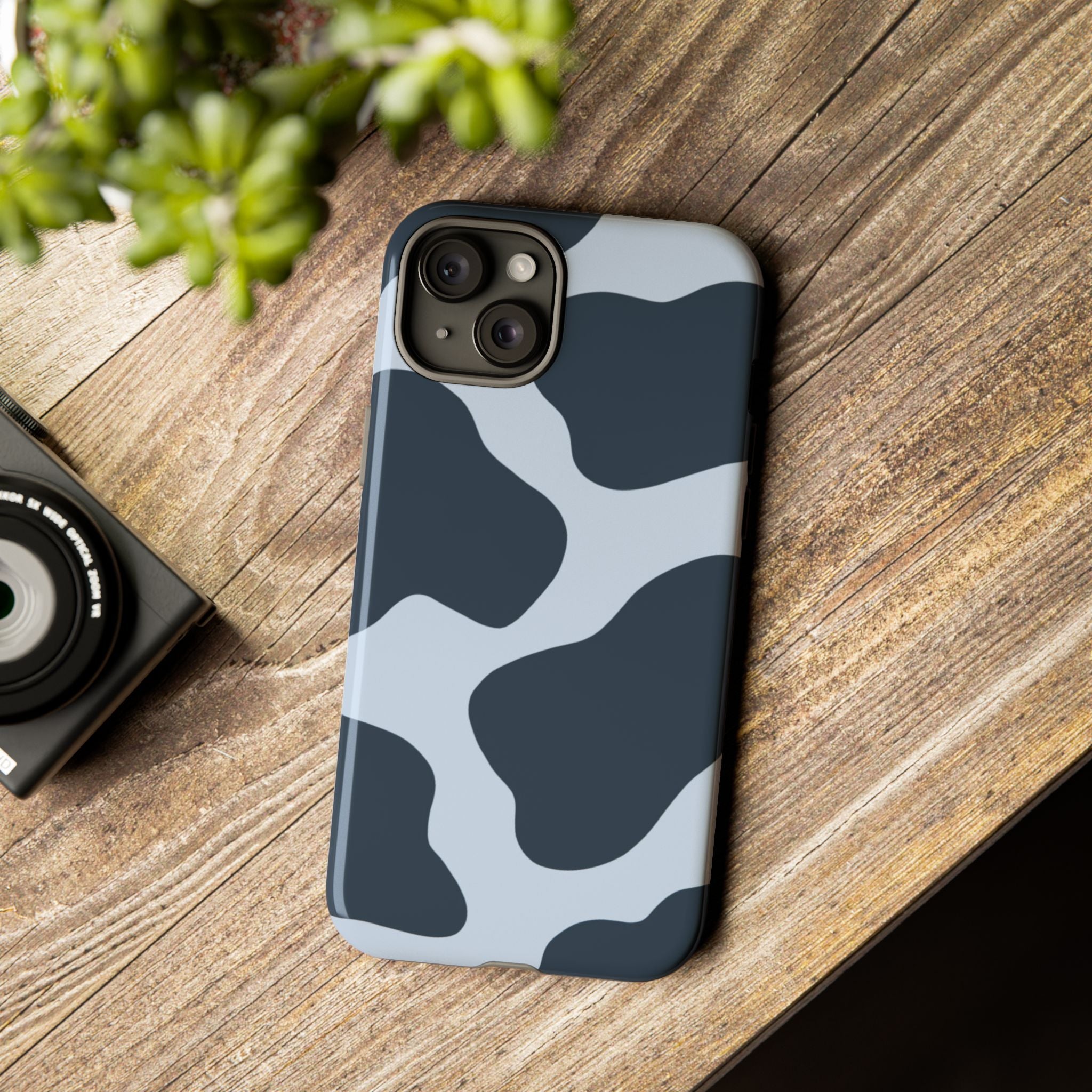 Cow Print Tough iPhone Case — Blue Black Abstract Pattern