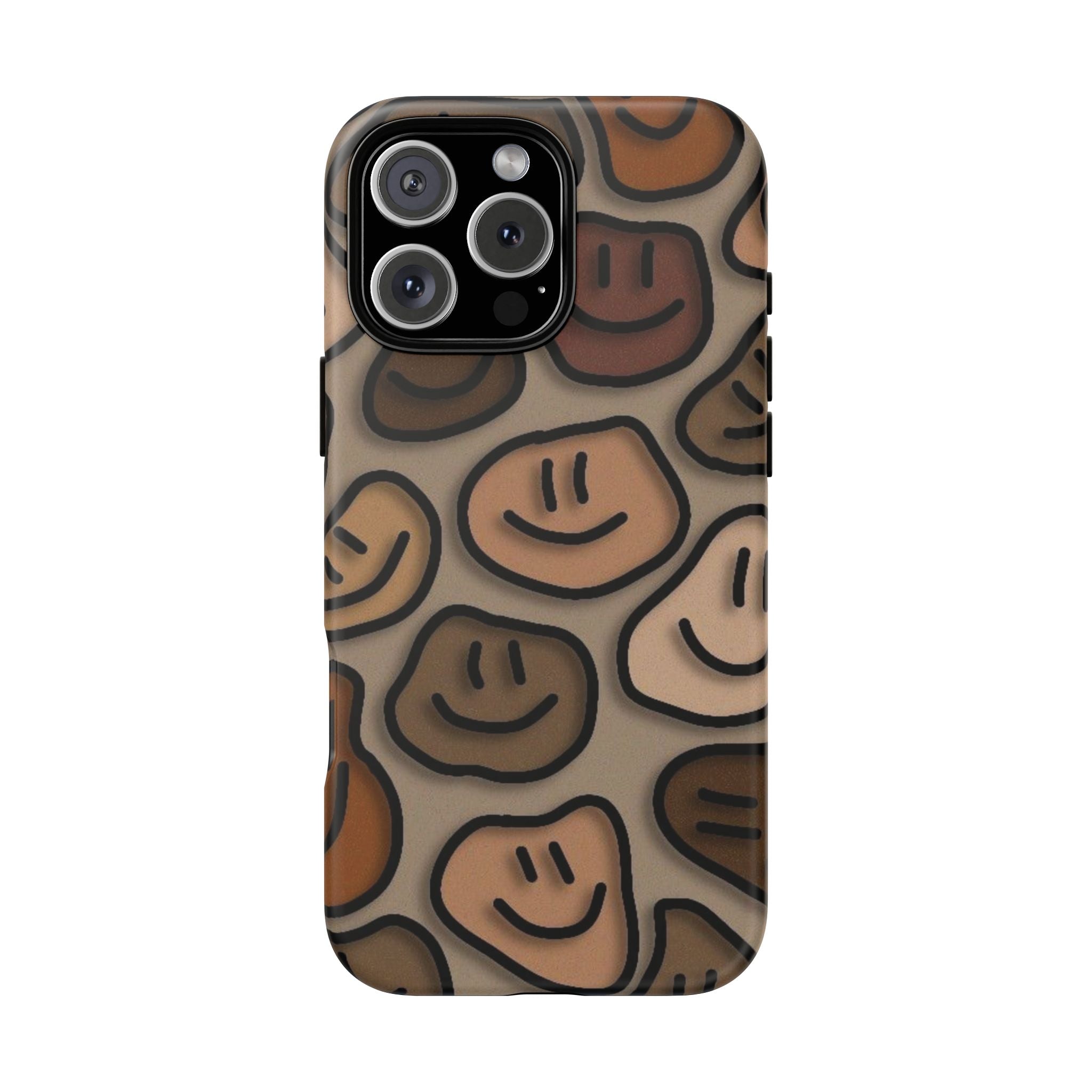 Smiley Faces iPhone Case — Neutral Brown Diverse Smiles Protective Cover