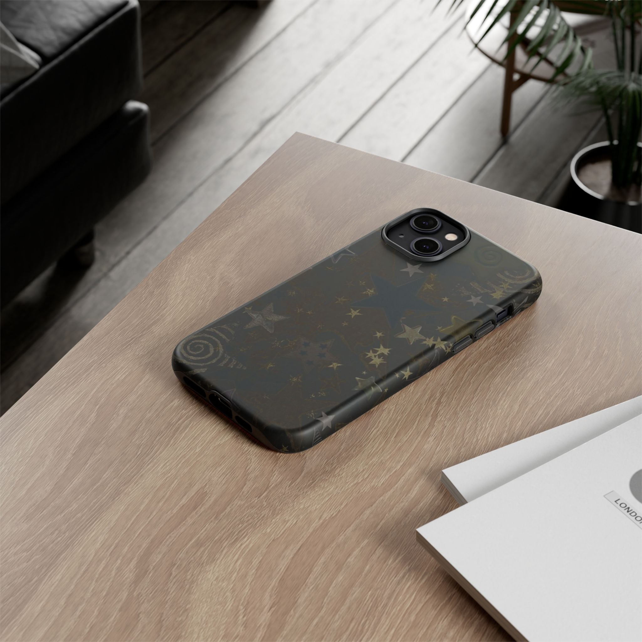 Black Starry iPhone Case – Protective Tough Case with Subtle Galaxy Pattern