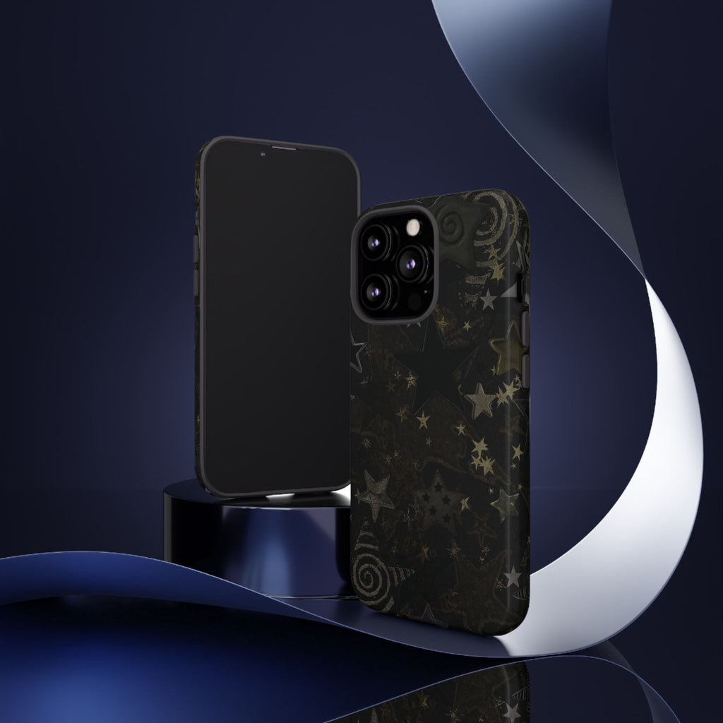 Black Starry iPhone Case – Protective Tough Case with Subtle Galaxy Pattern