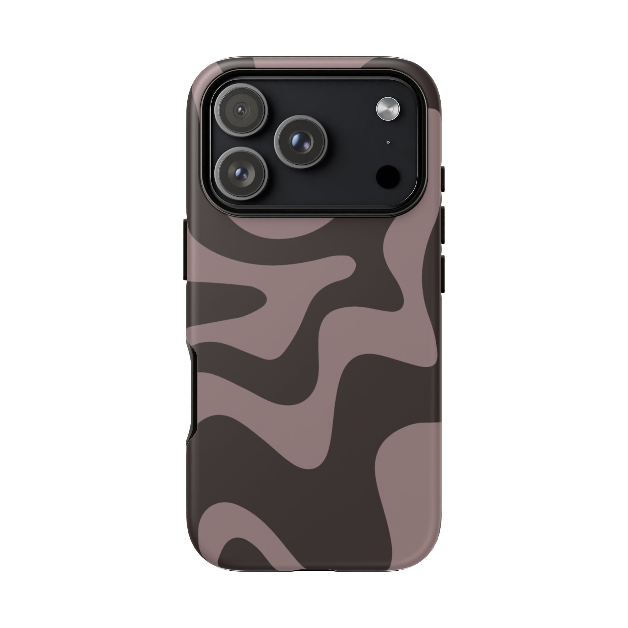 Camouflage Swirl iPhone Case — Matte Brown Abstract Camo Protective Cover